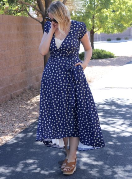 Dandelion Print Wrap Dress