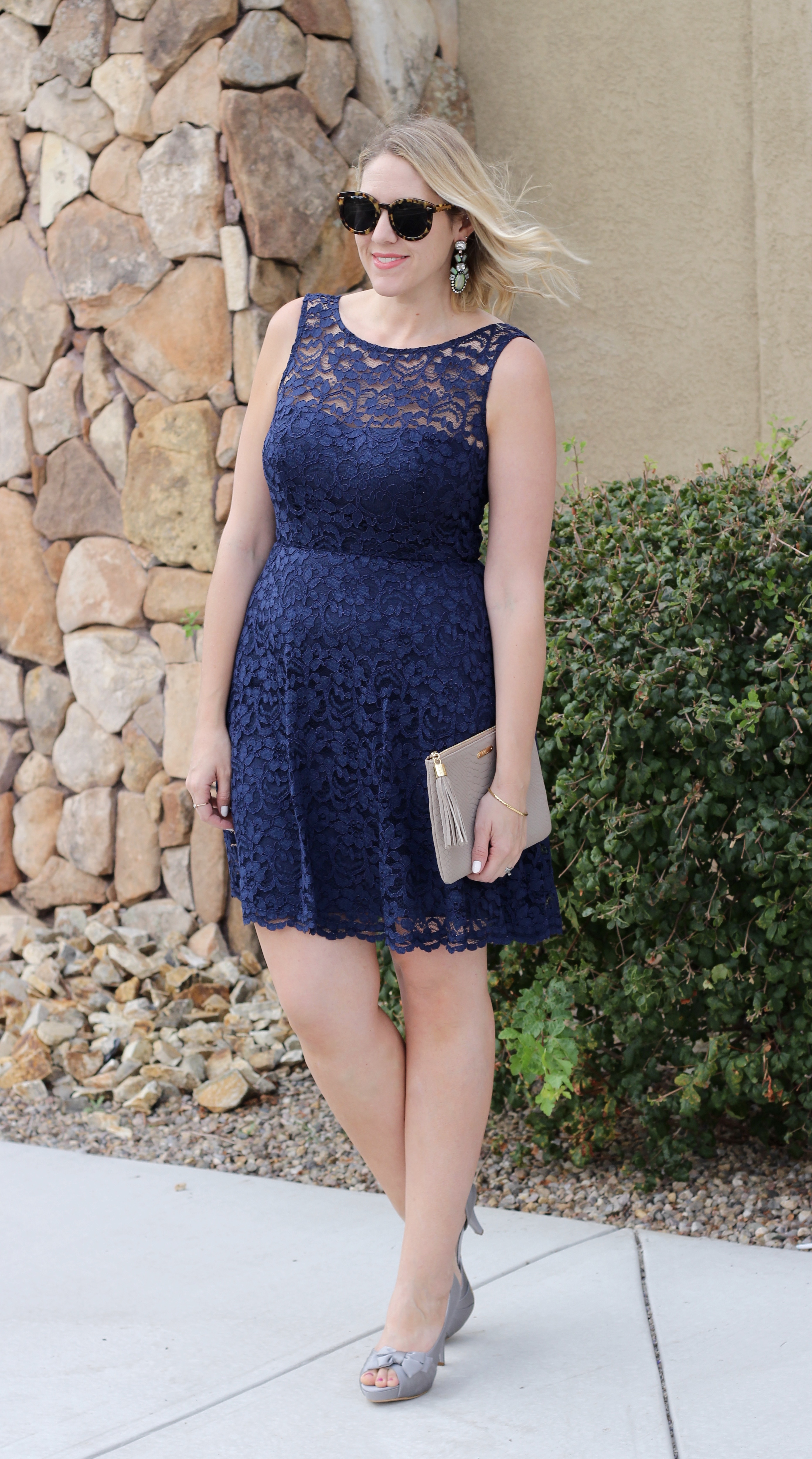 bridesmaid dress navy lace from David's bridal #davidsbridal #bridesmaid #weddingattire