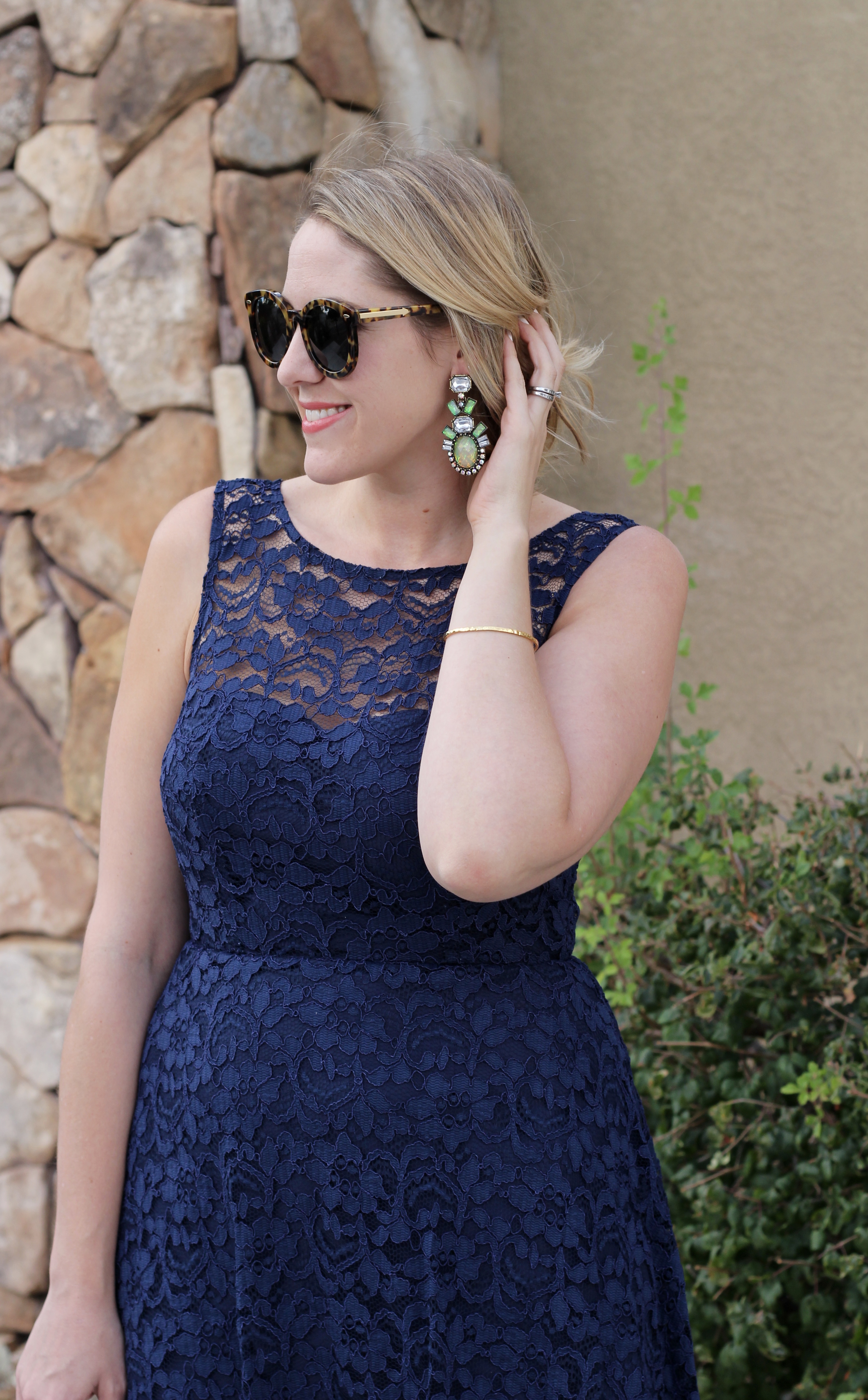 Navy cheap lace dress