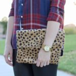 leopard fold over clutch