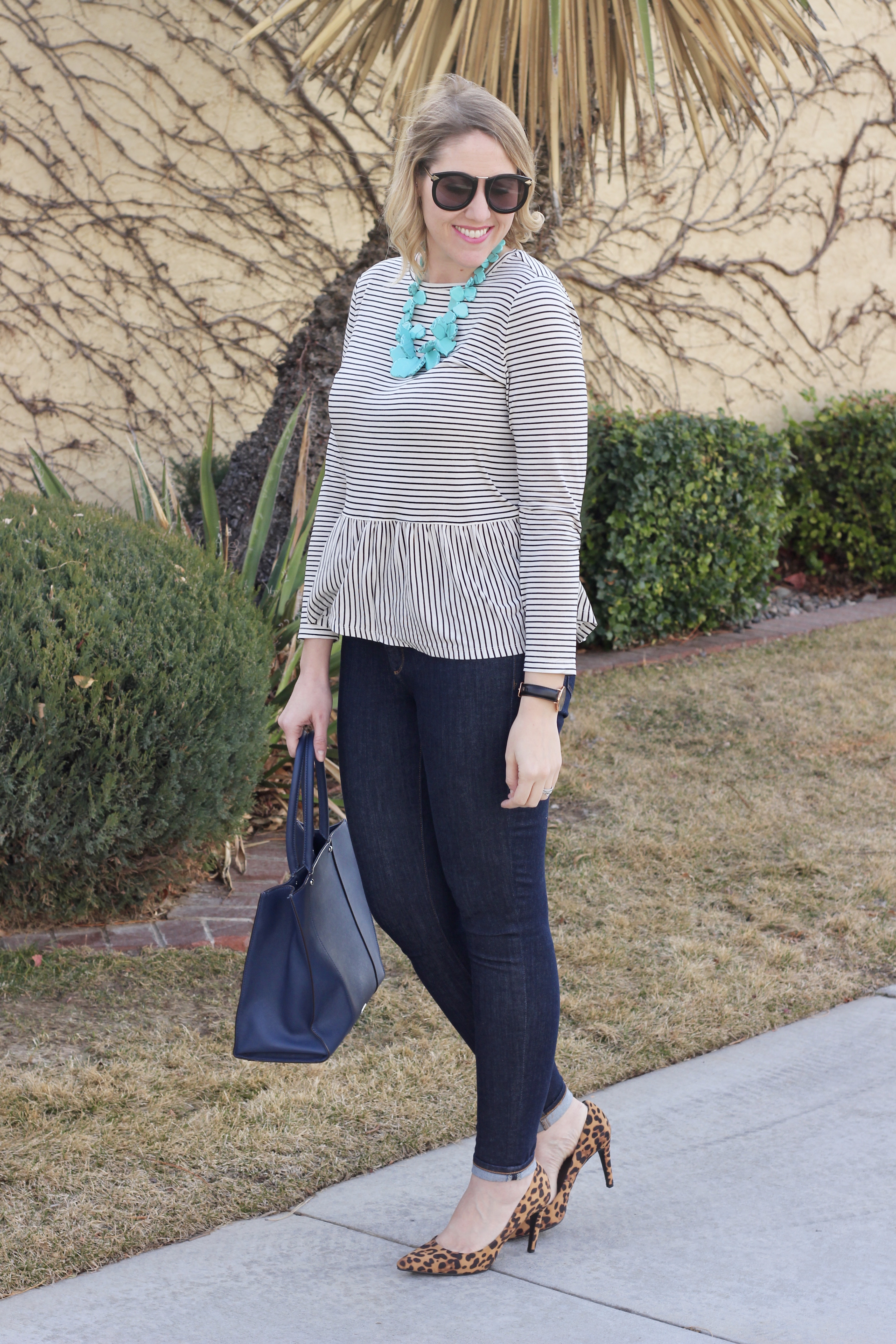 striped peplum top