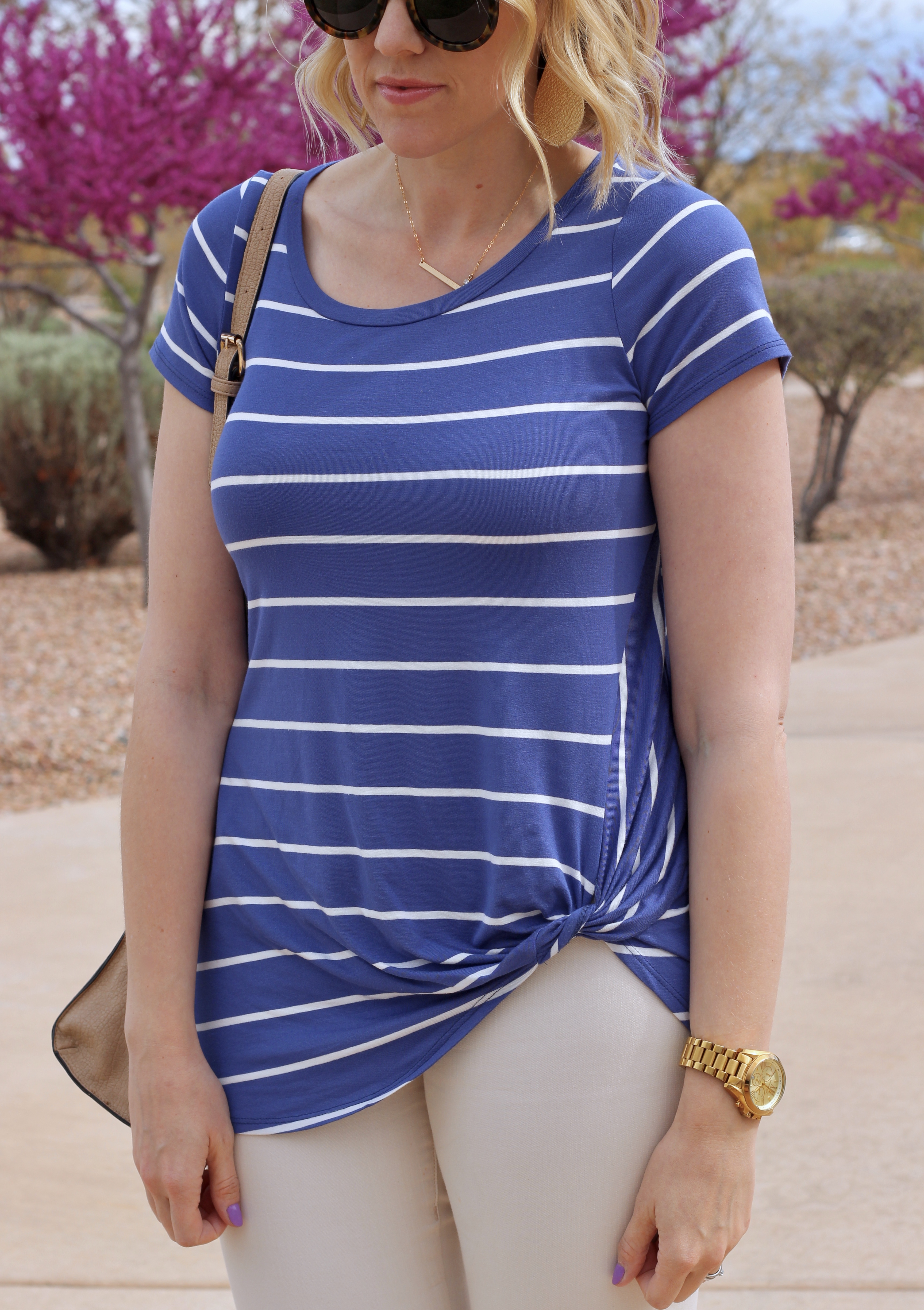 perfect knot tie striped tee