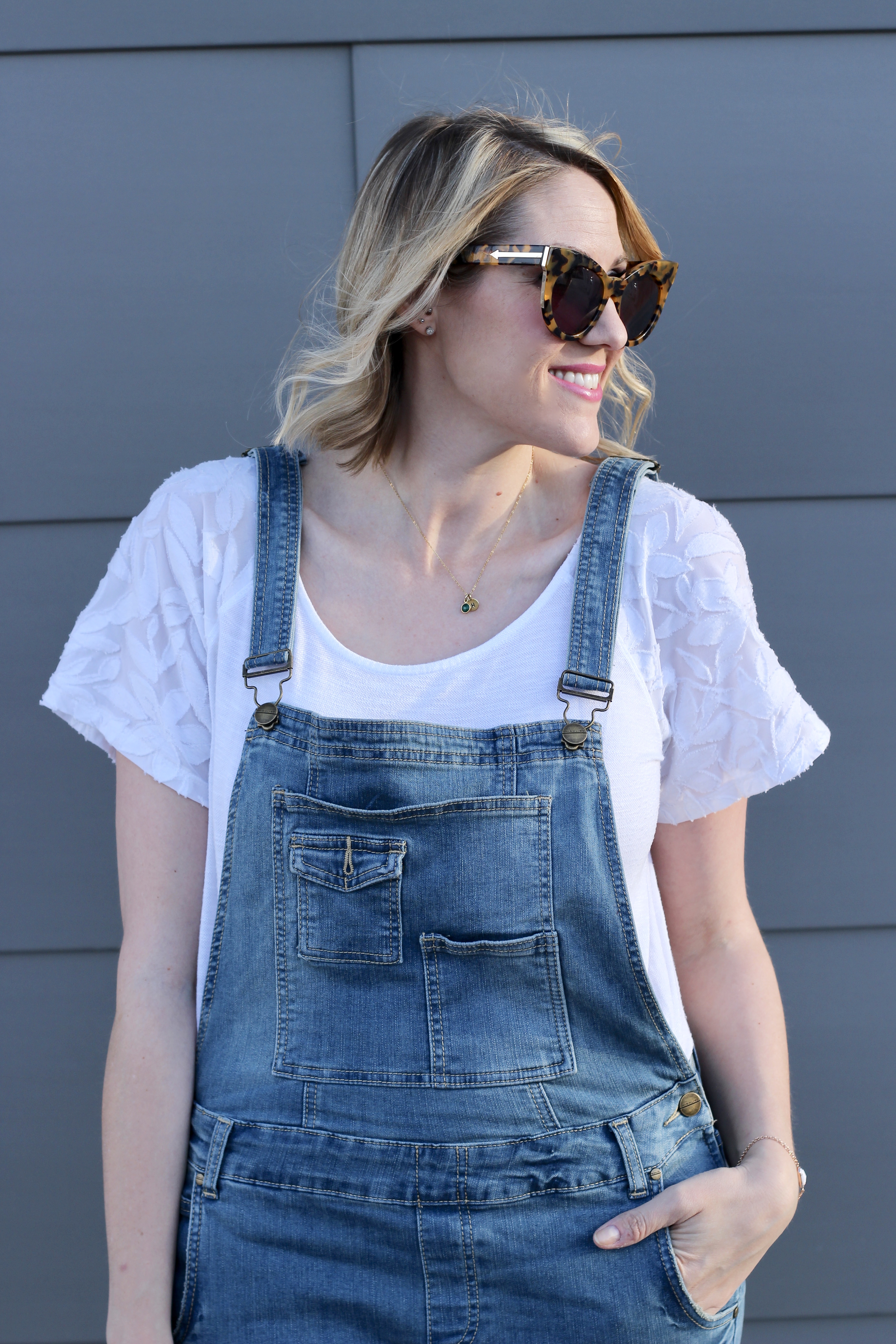 cute outfit with denim overalls