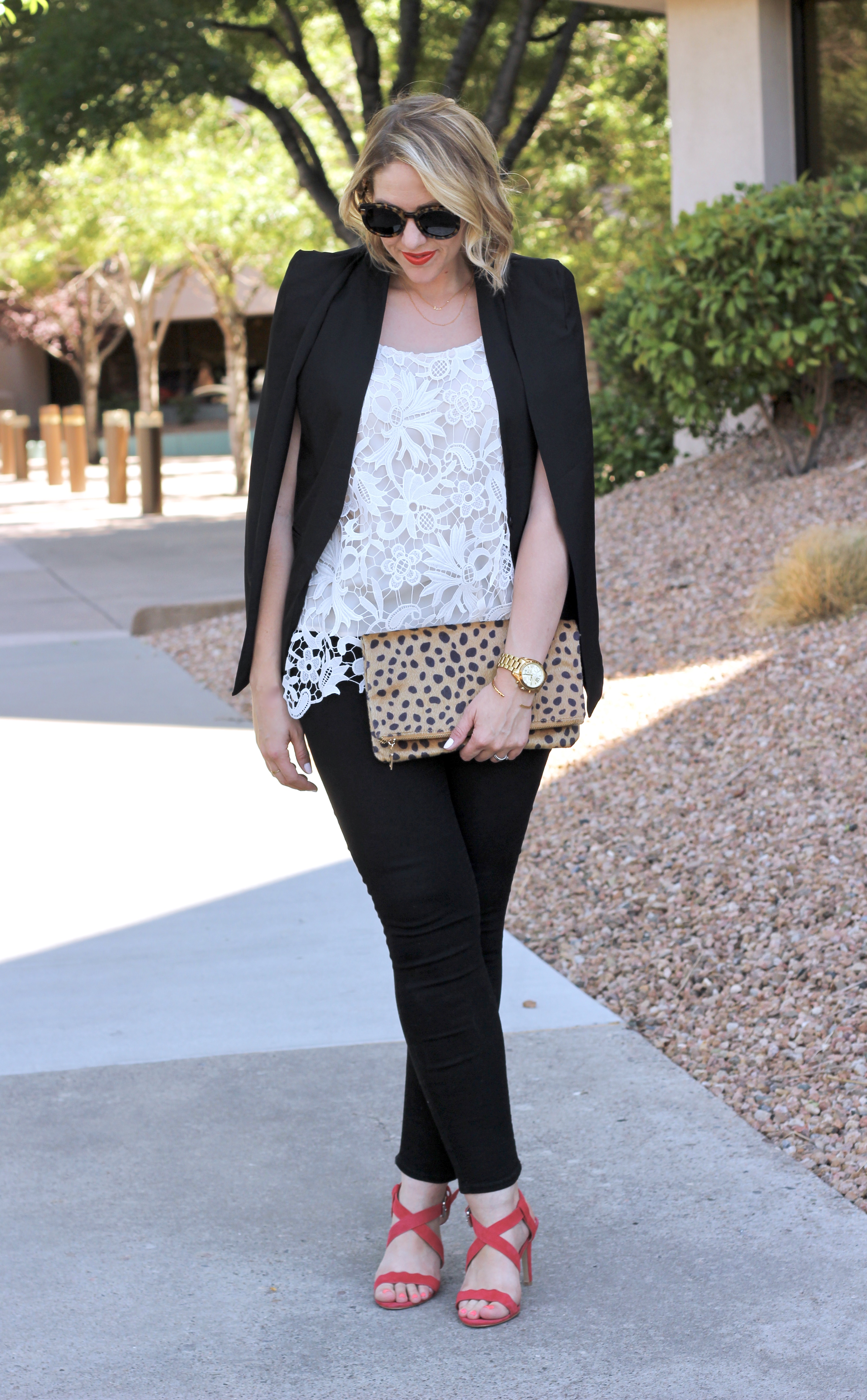 leopard and lace outfit