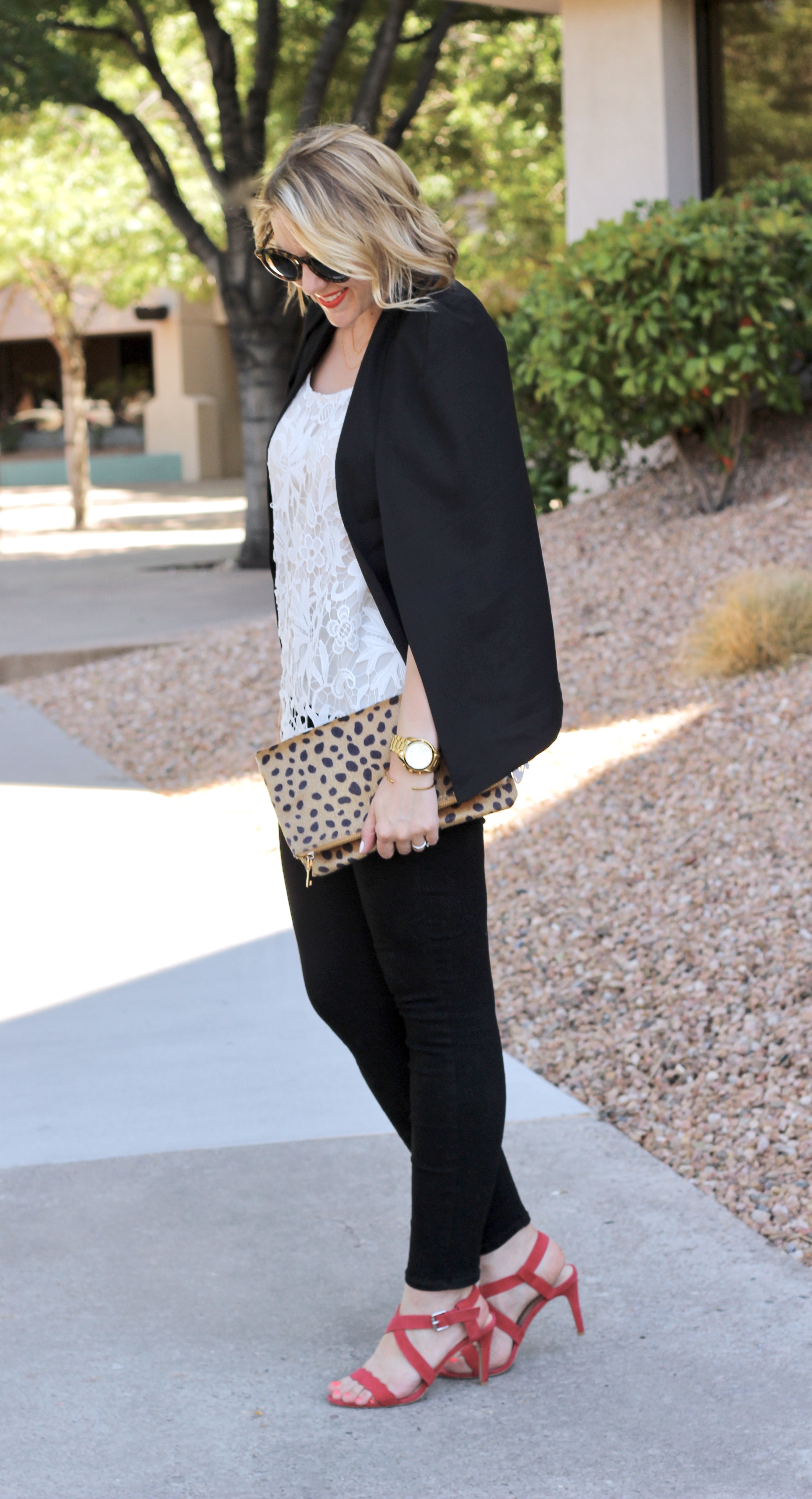 dressed up black cape blazer 