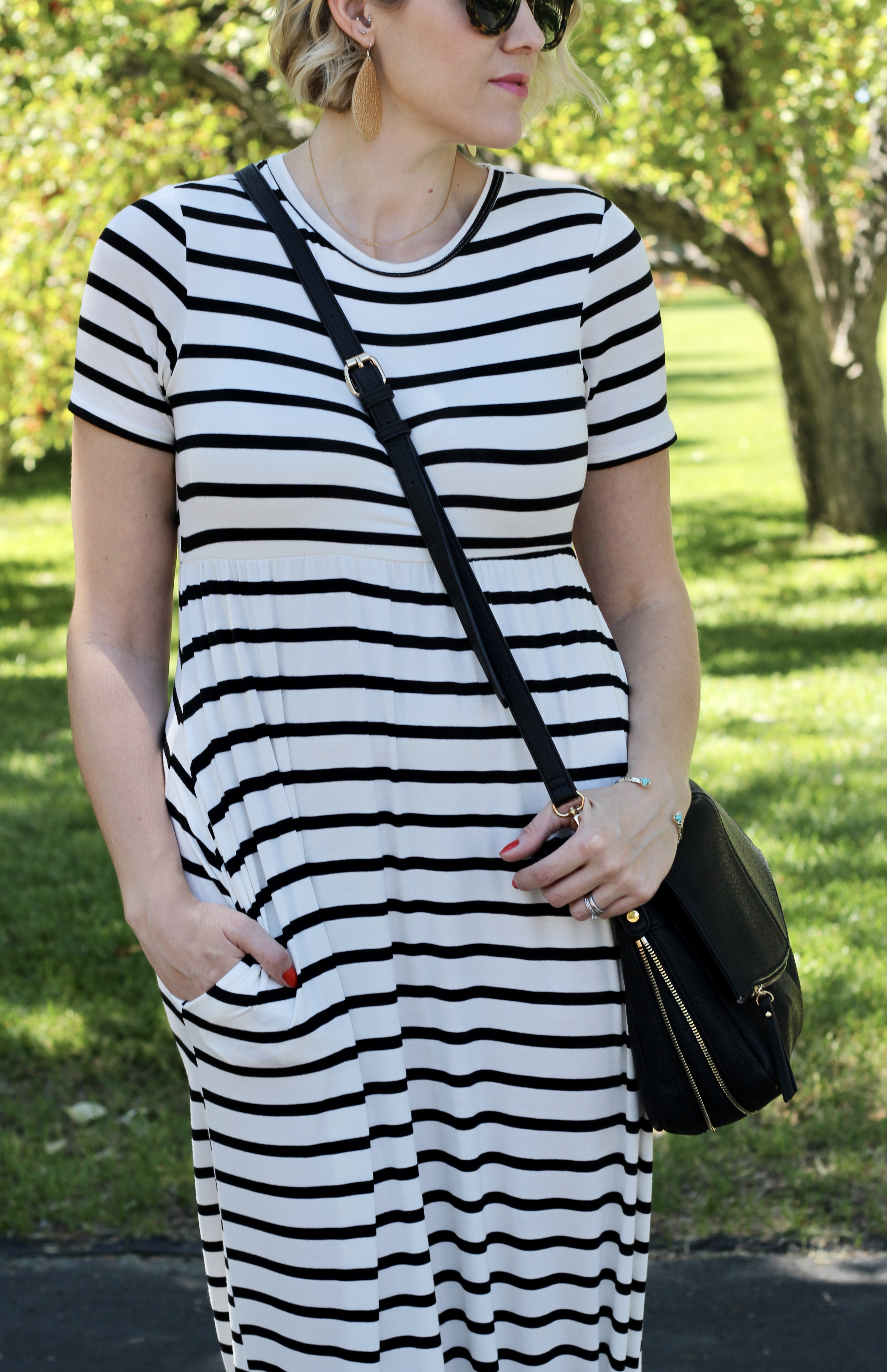 striped maxi dress gray monroe