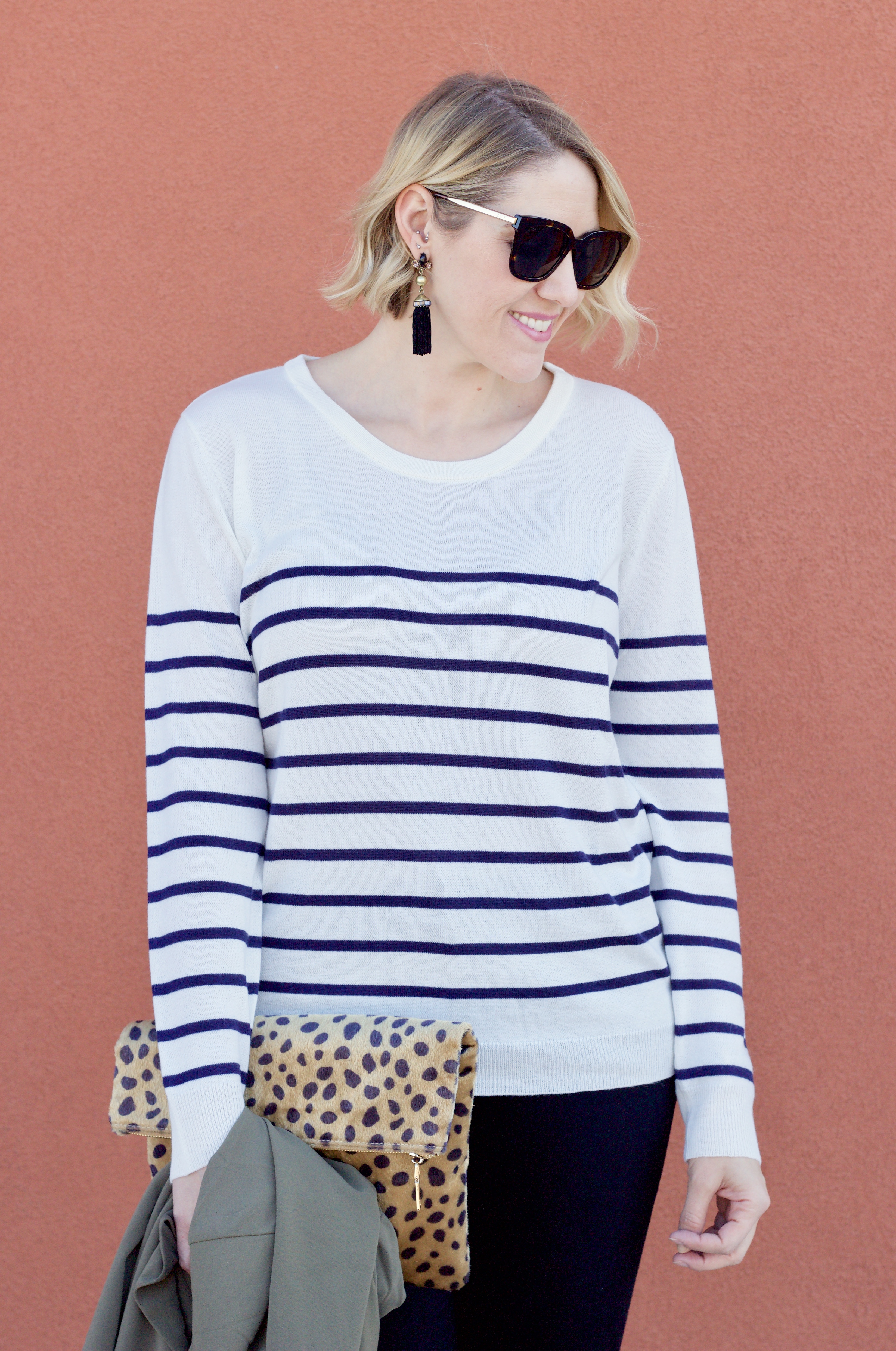 stripes and leopard pattern mixing