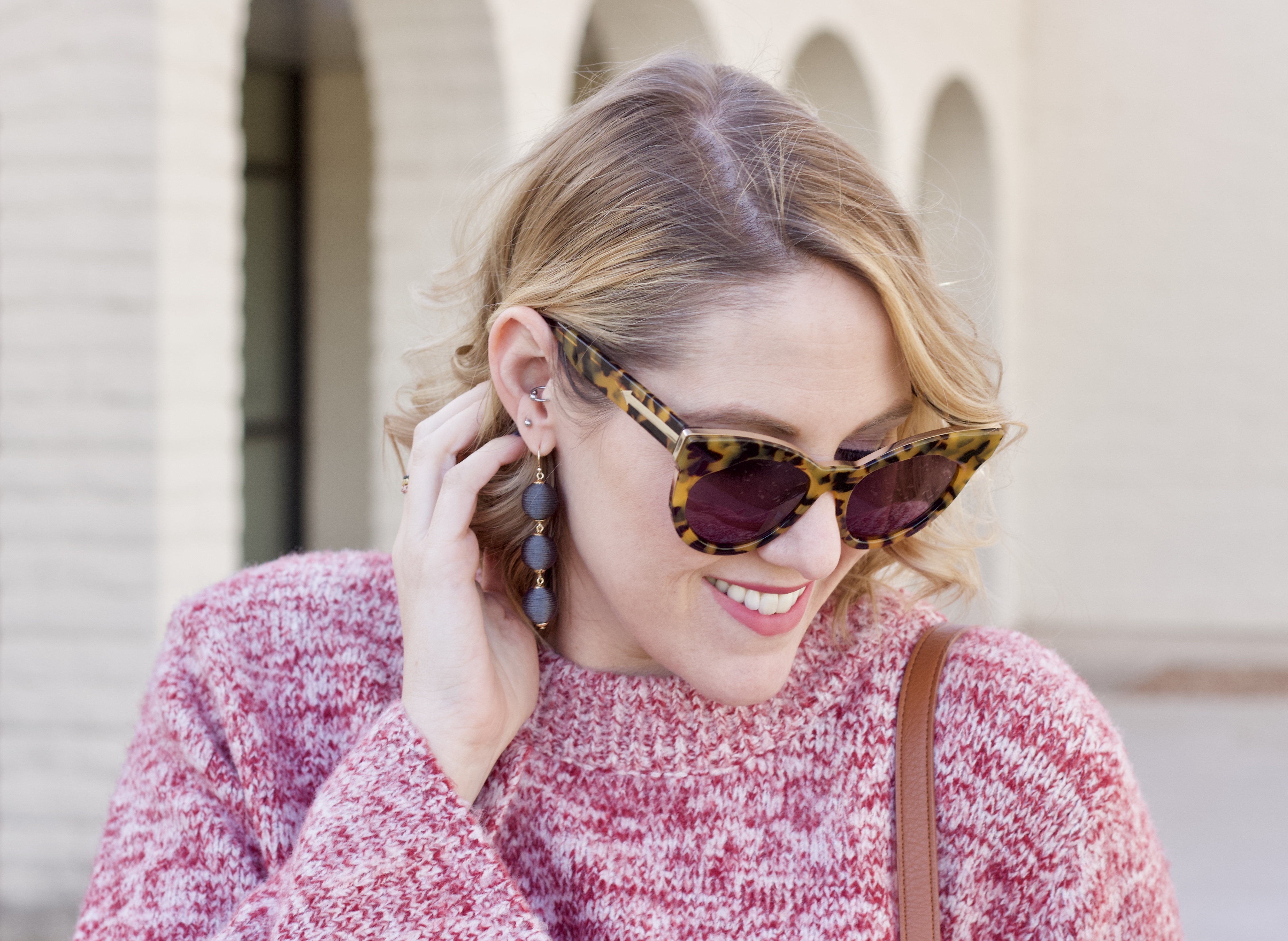 karen walker starburst sunglasses baublebar earrings