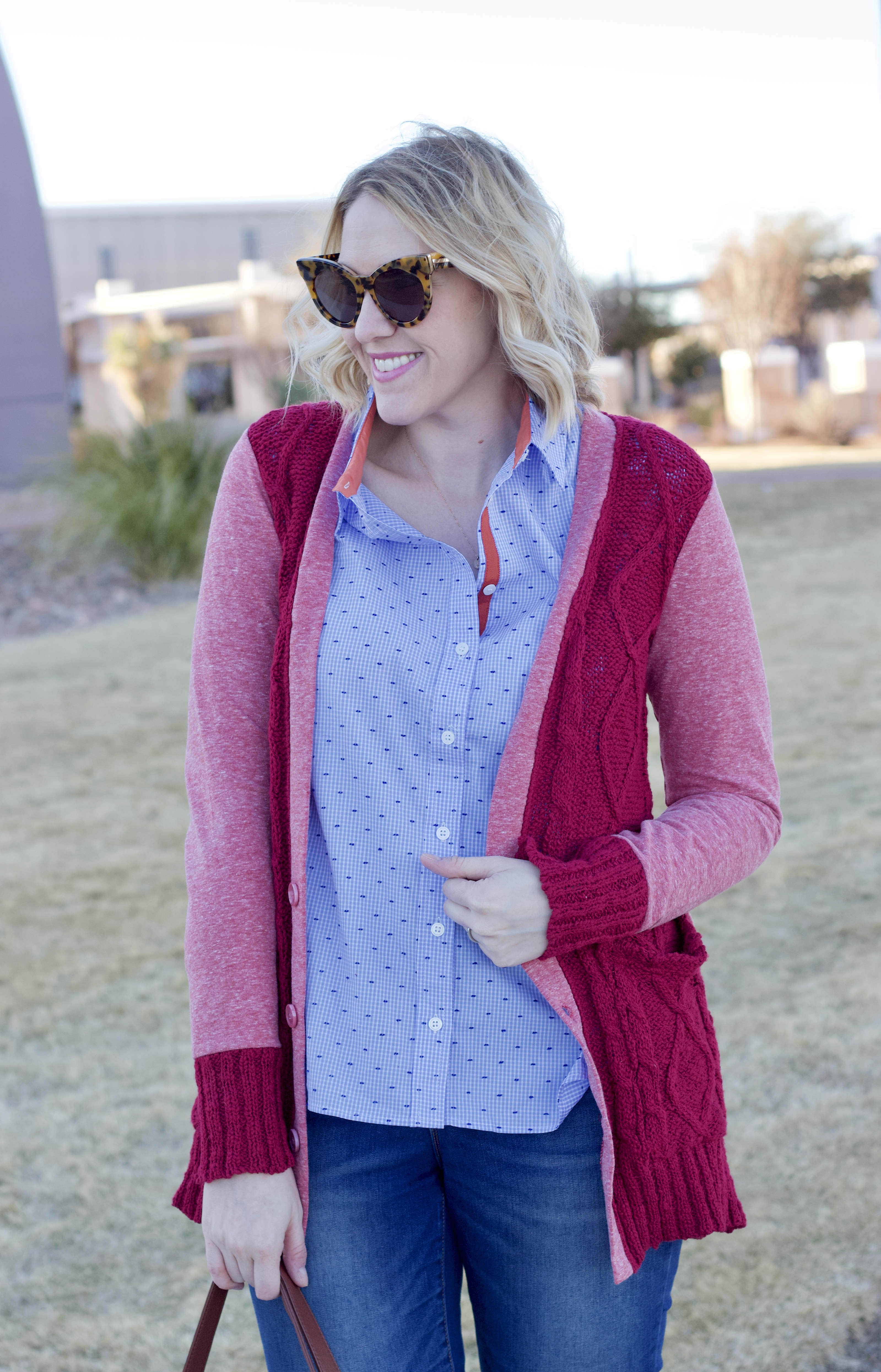 Evy's Tree Chloe cardigan and Amy shirt #evystree #momstyle #valentinesday