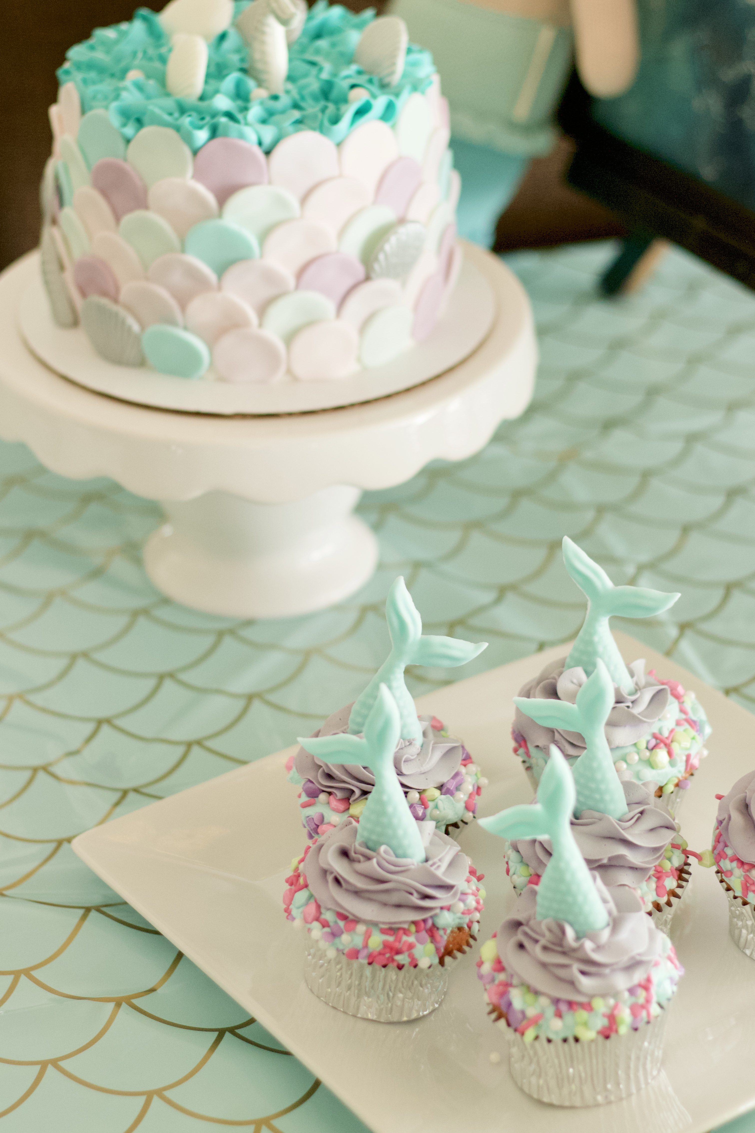 mermaid birthday cake and cupcakes #birthdaycake #mermaidcake #mermaidparty #cake