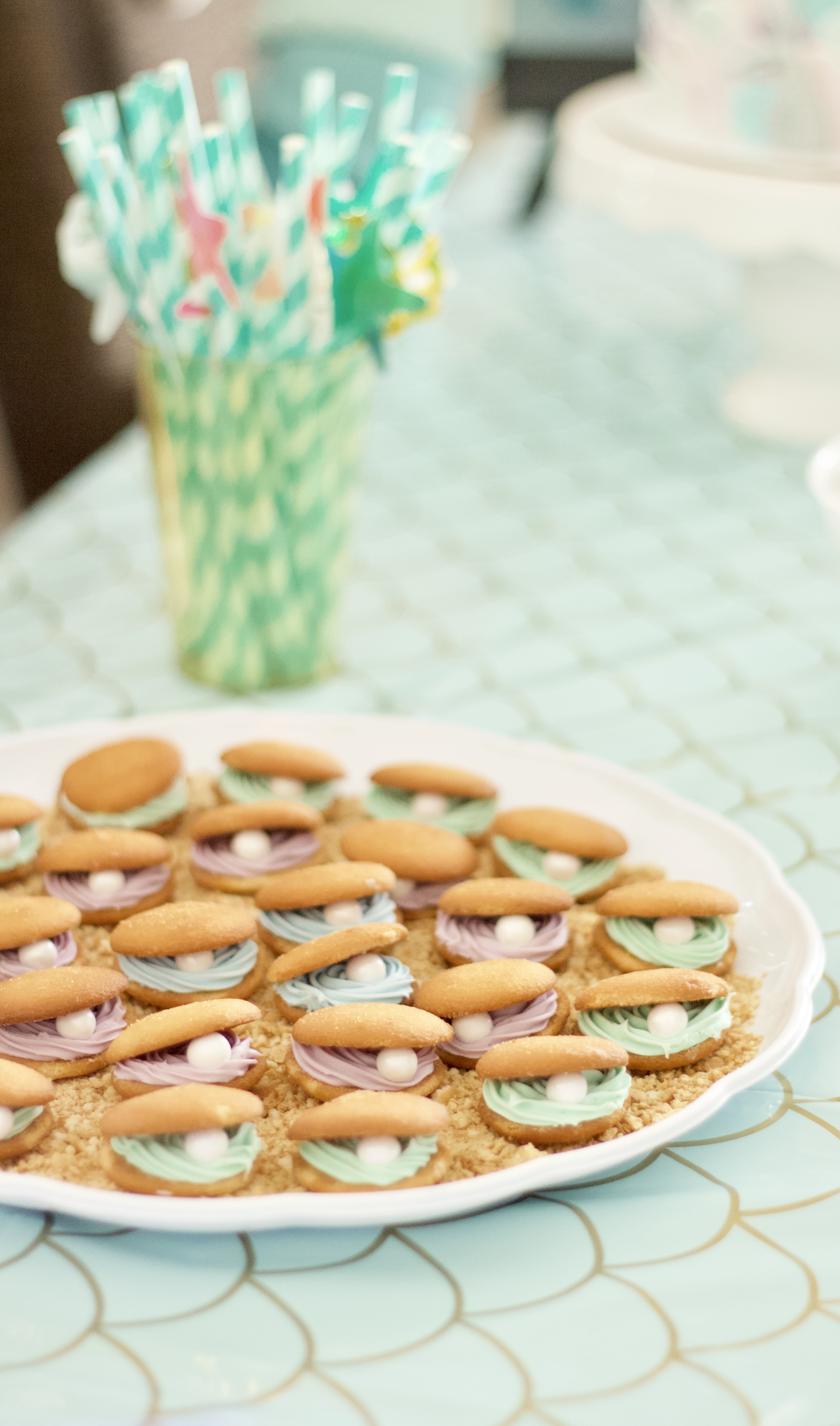 clam shell cookies mermaid party #diy #cookies #mermaidparty #birthdayparty