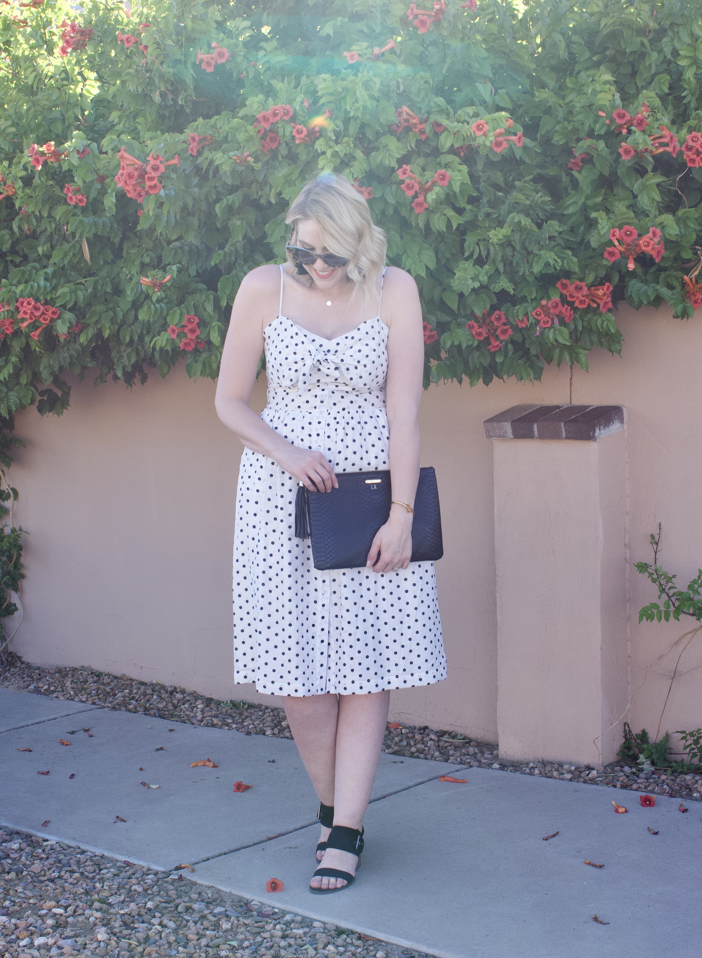 polka dot midi dress date night style #datenight #mididress #fashionlinkup #fashionblogger