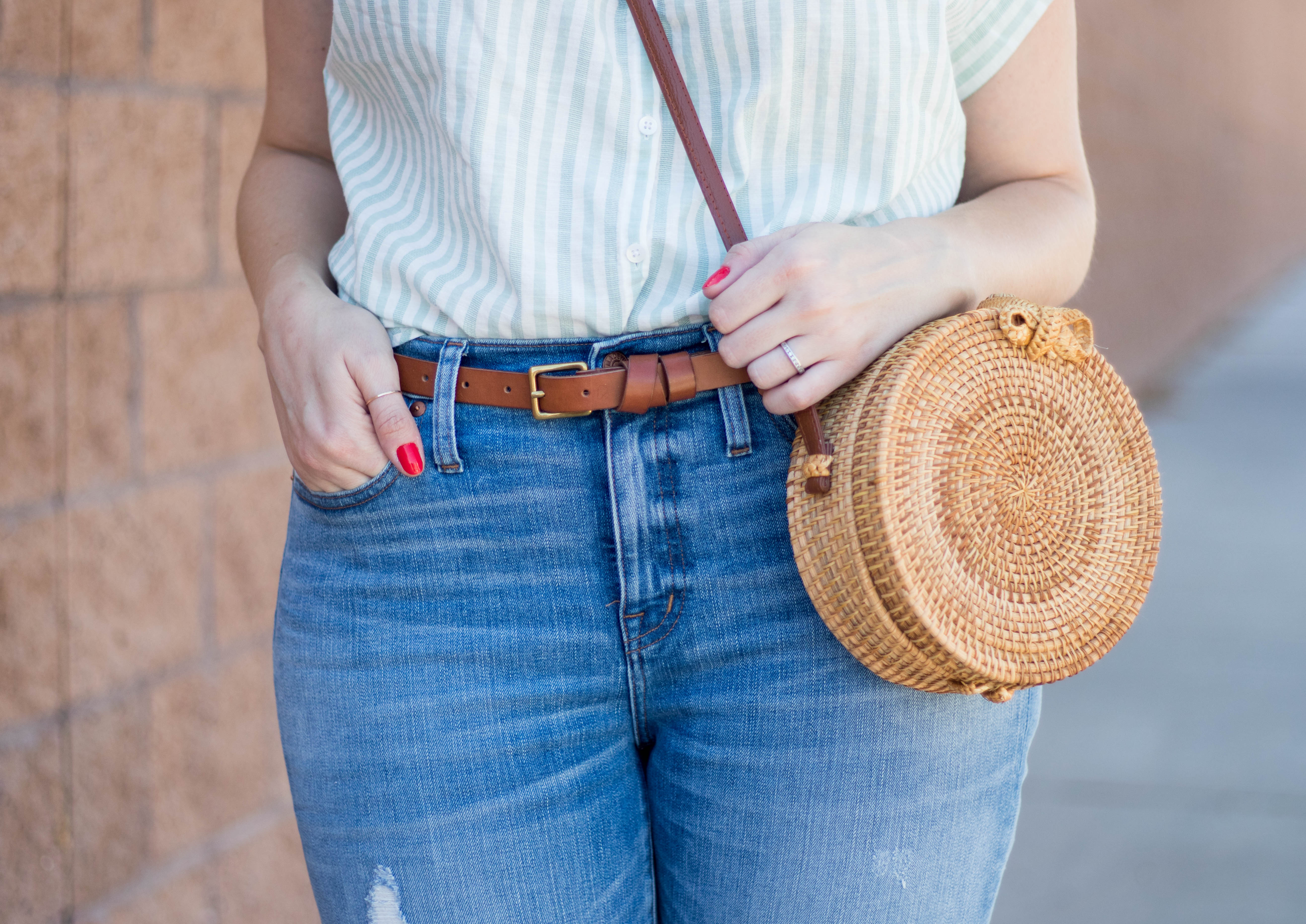 circle rattan statement bag madewell belt #madewell #circlebag #statementbag