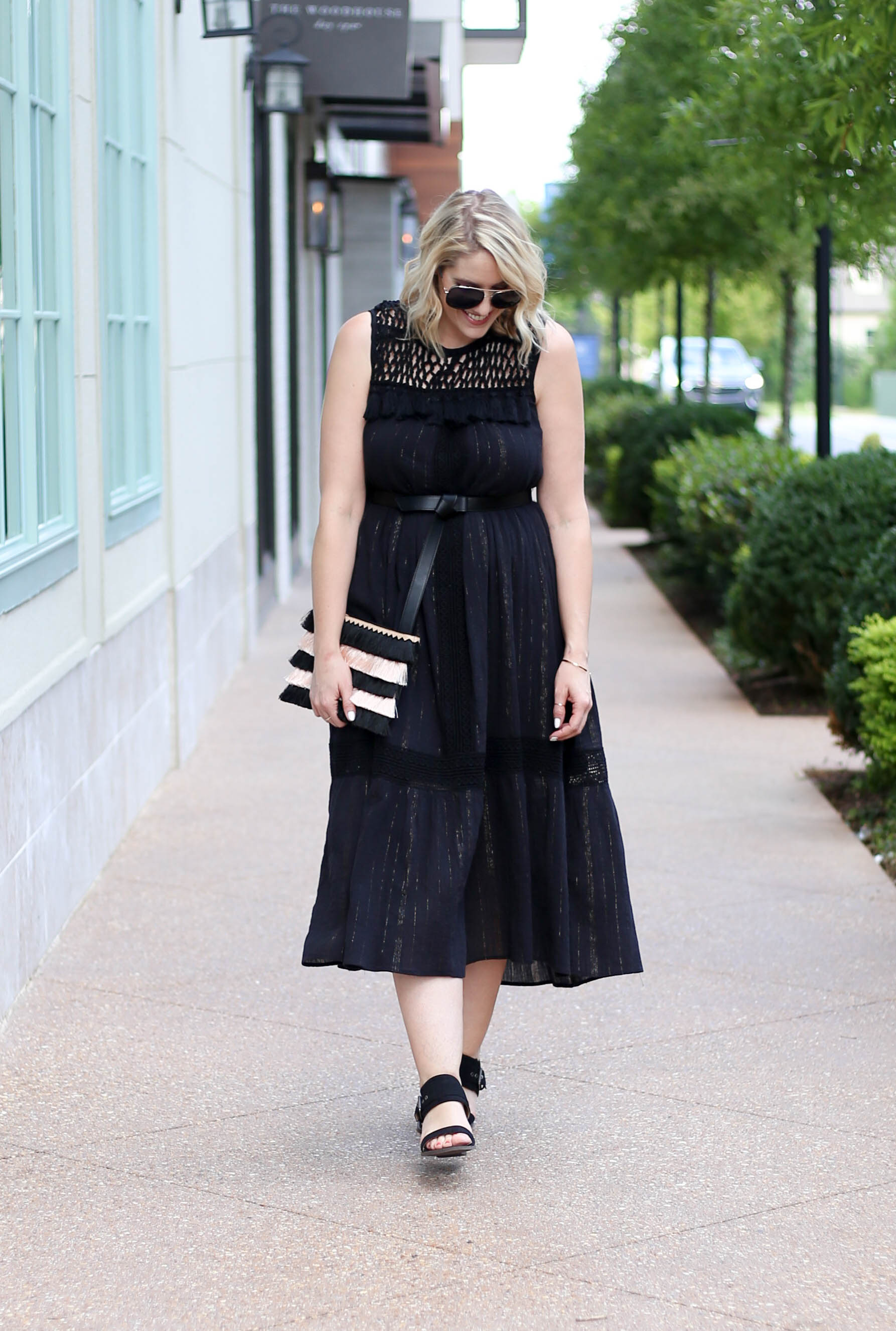 black boho midi dress #anthropologie #blackdress #lbd