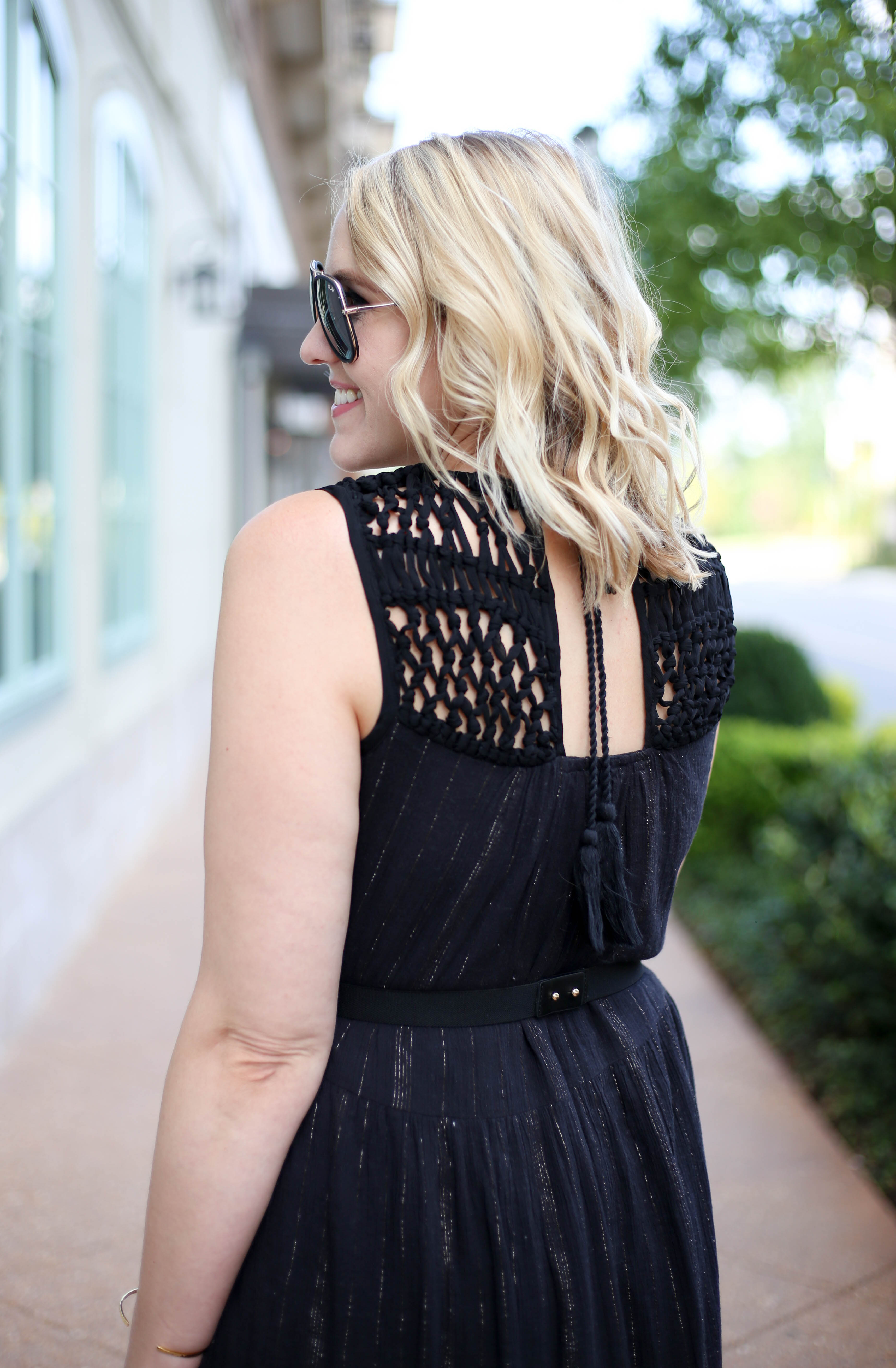 crochet back anthropologie dress #crochet #boho #lbd