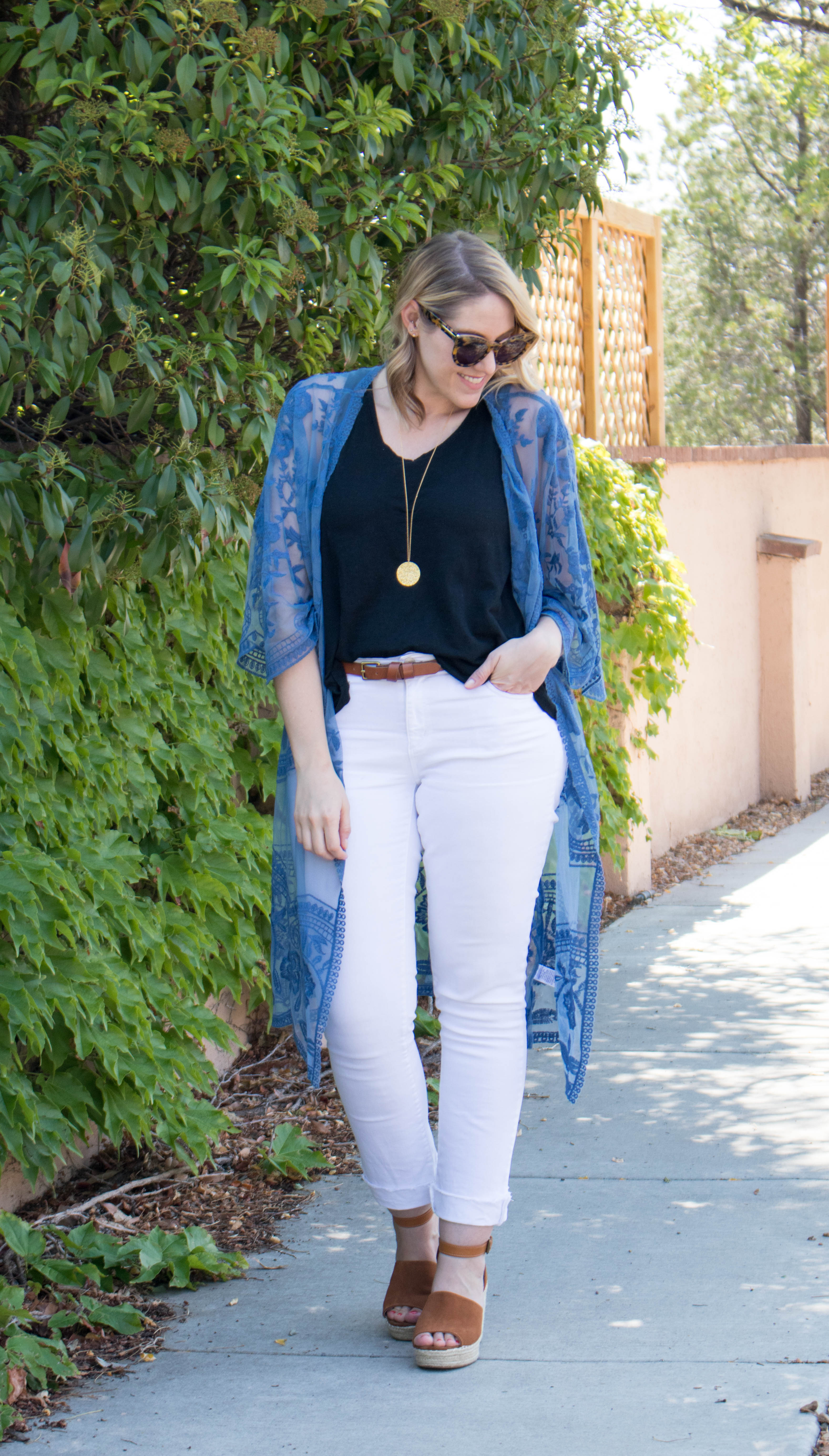 White lace kimono store outfit