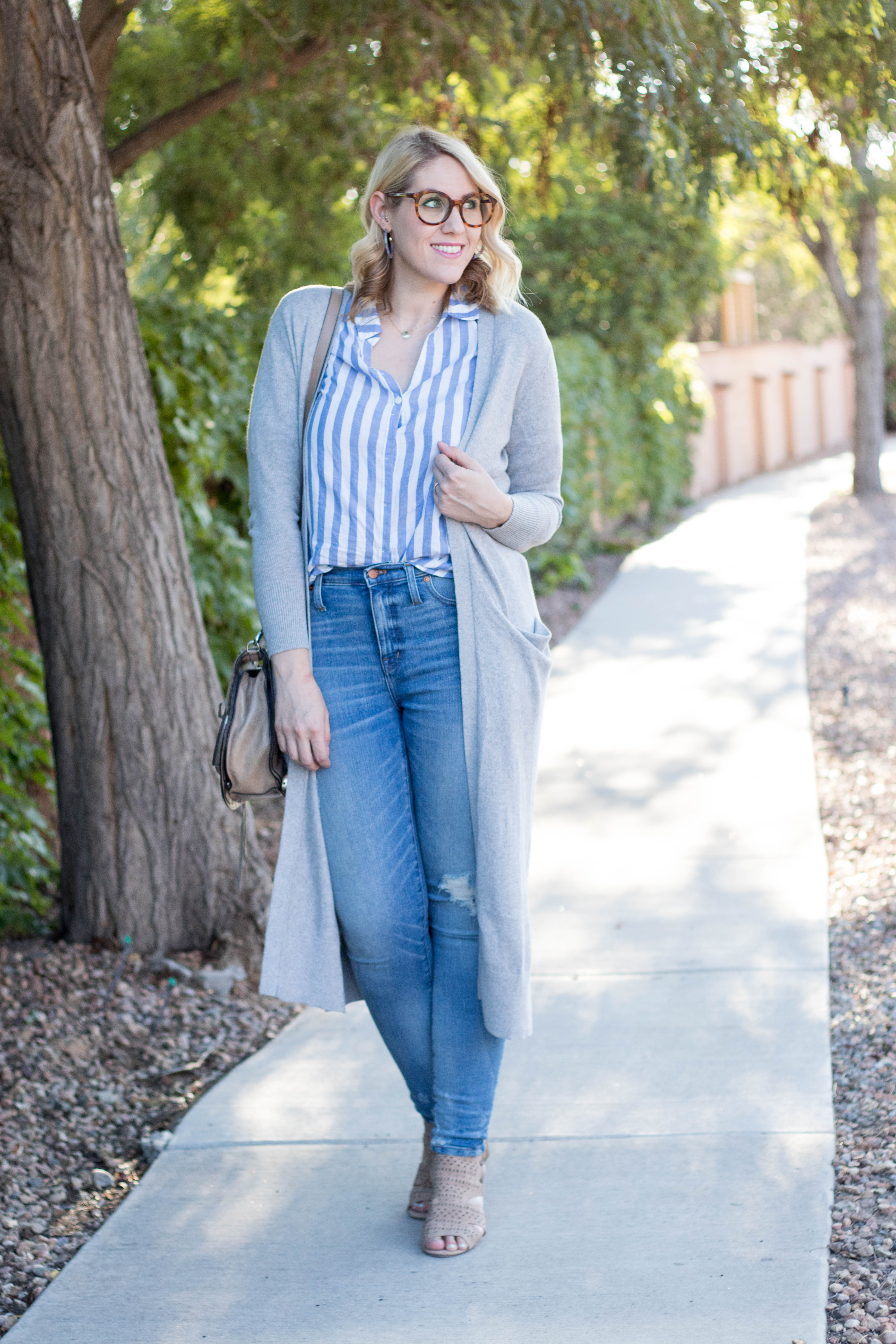 striped button front top jcrew #jcrew #summertofall #styleblogger