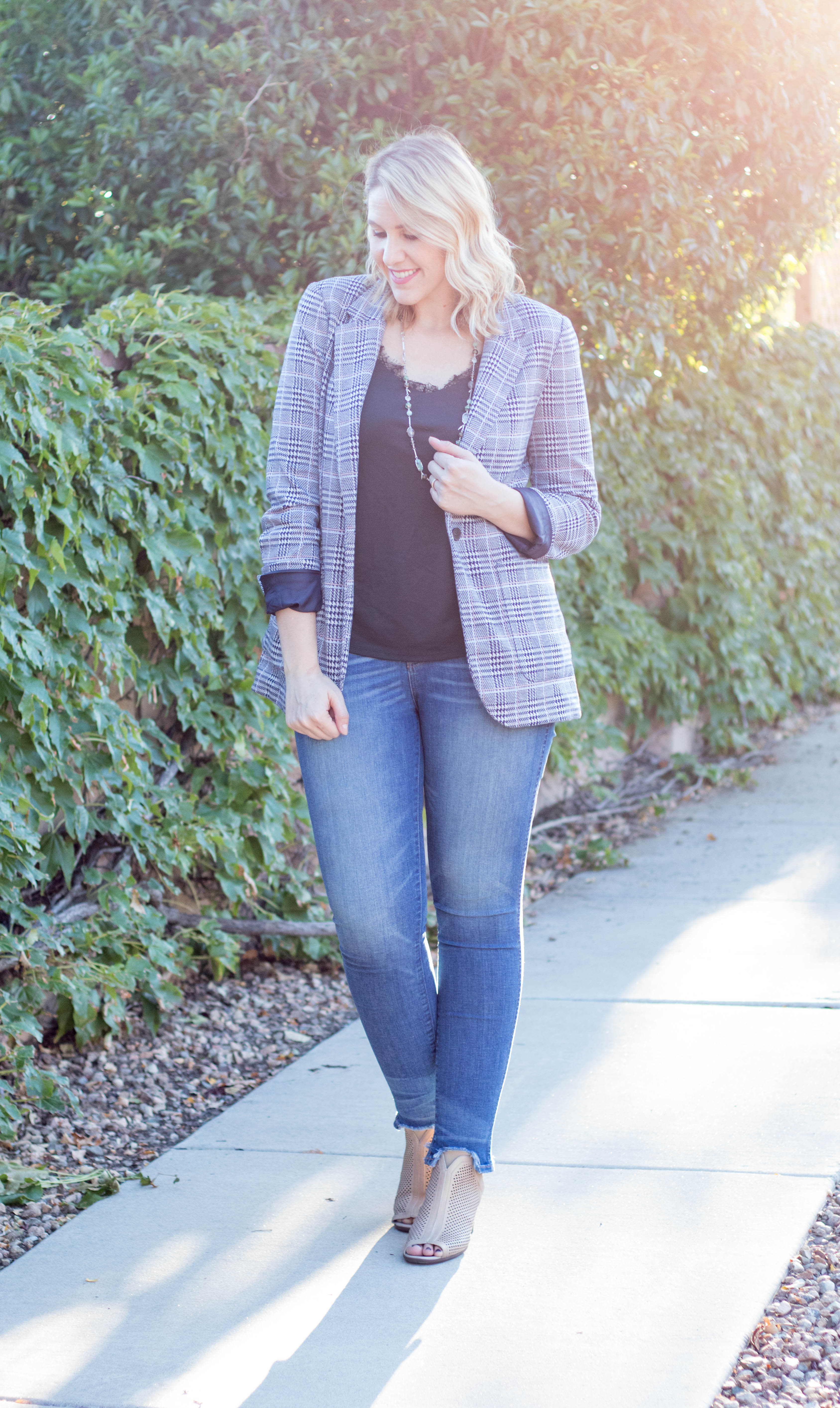 plaid blazer outfit #plaid #fallstyle #blazer #tallfashion