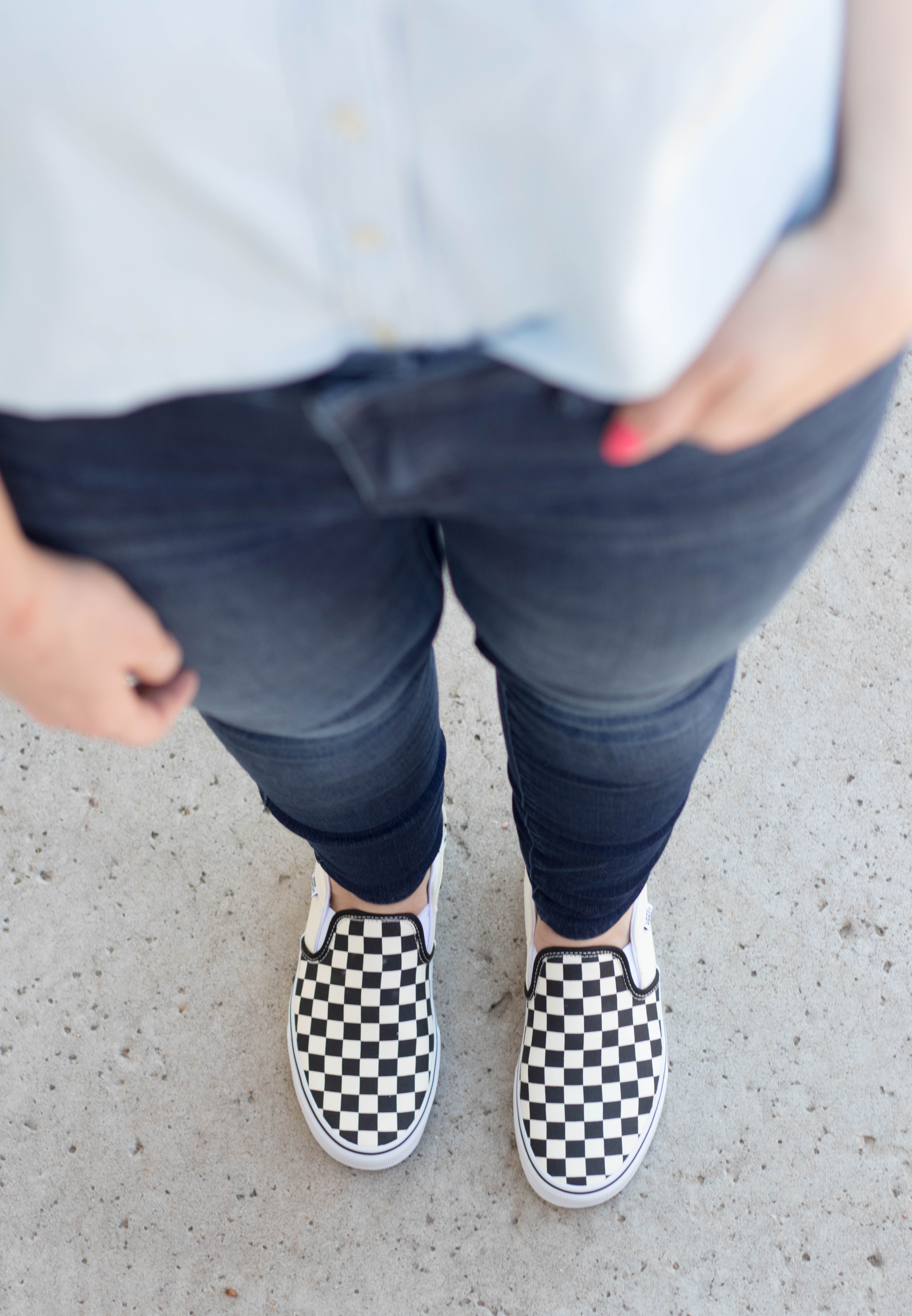 classic vans checkerboard slip ons #vans #sneakers #outfitdetails