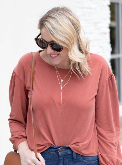 Rust Gathered Sleeve Top: The Weekly Style Edit
