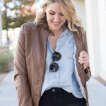 faux leather bomber jacket #fauxleatherjacket #bomber #falllayers