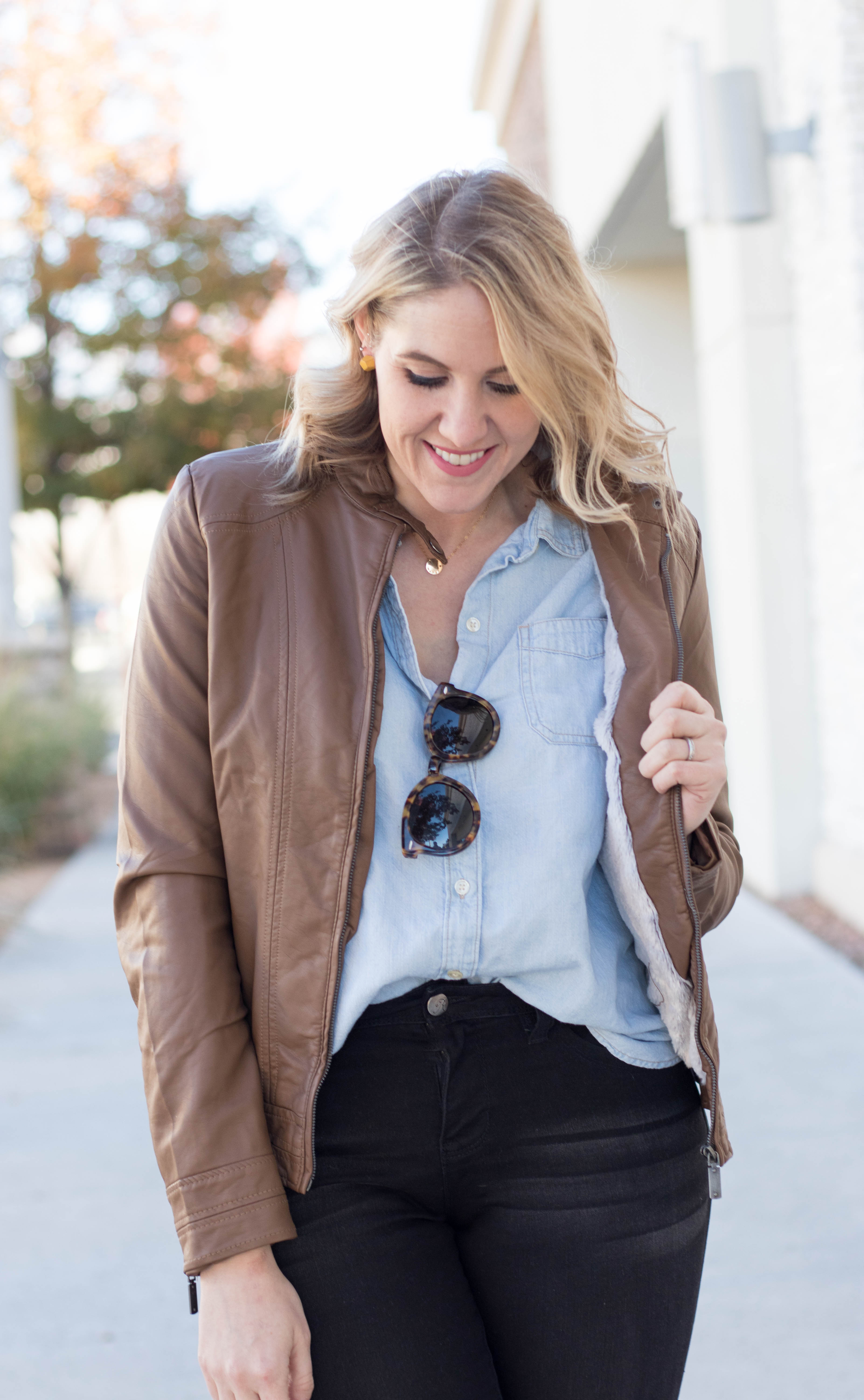 faux leather bomber jacket #fauxleatherjacket #bomber #falllayers