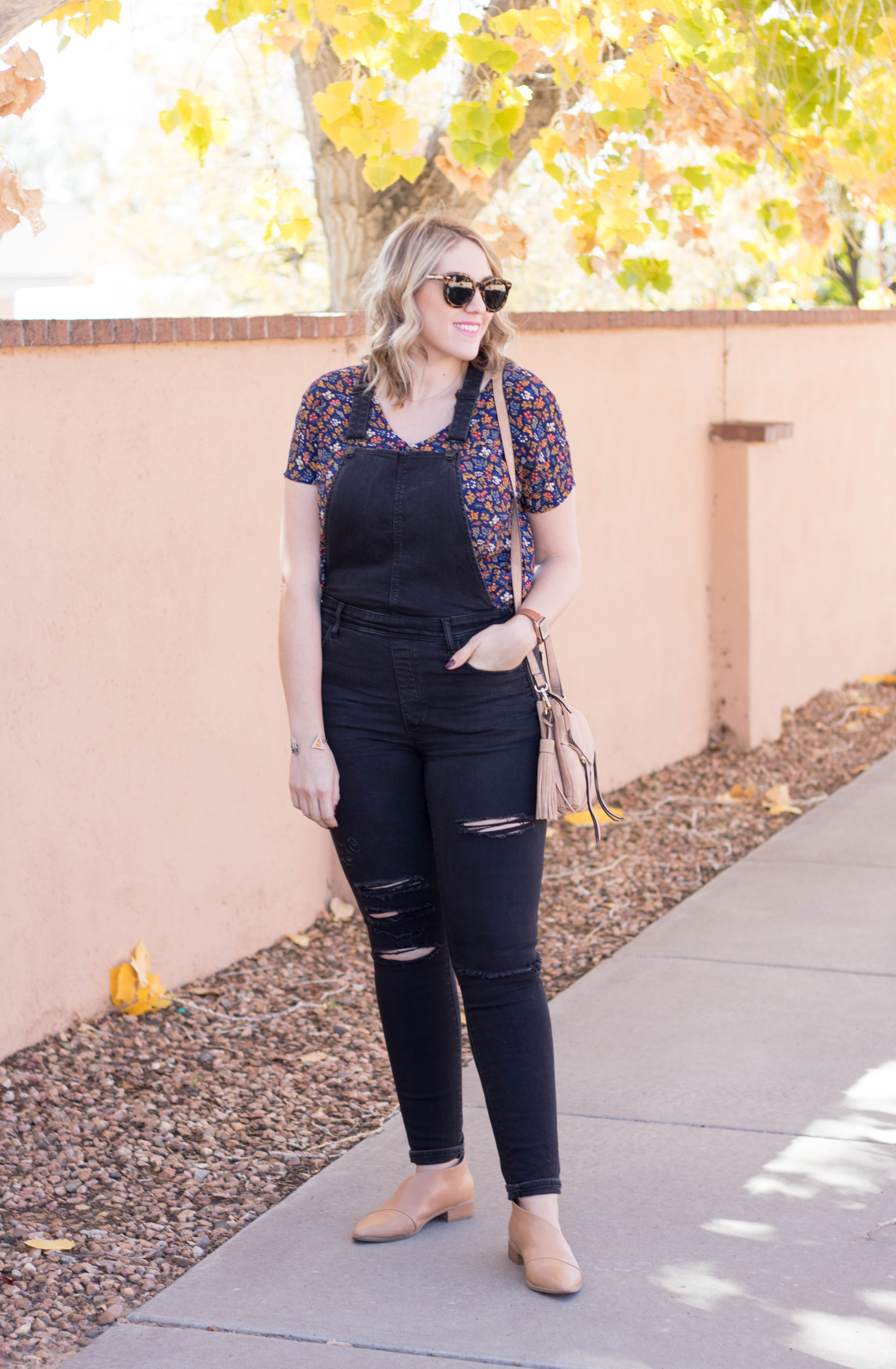 cute overalls outfit for fall #tallfashion #falloutfit #madewelloutfit