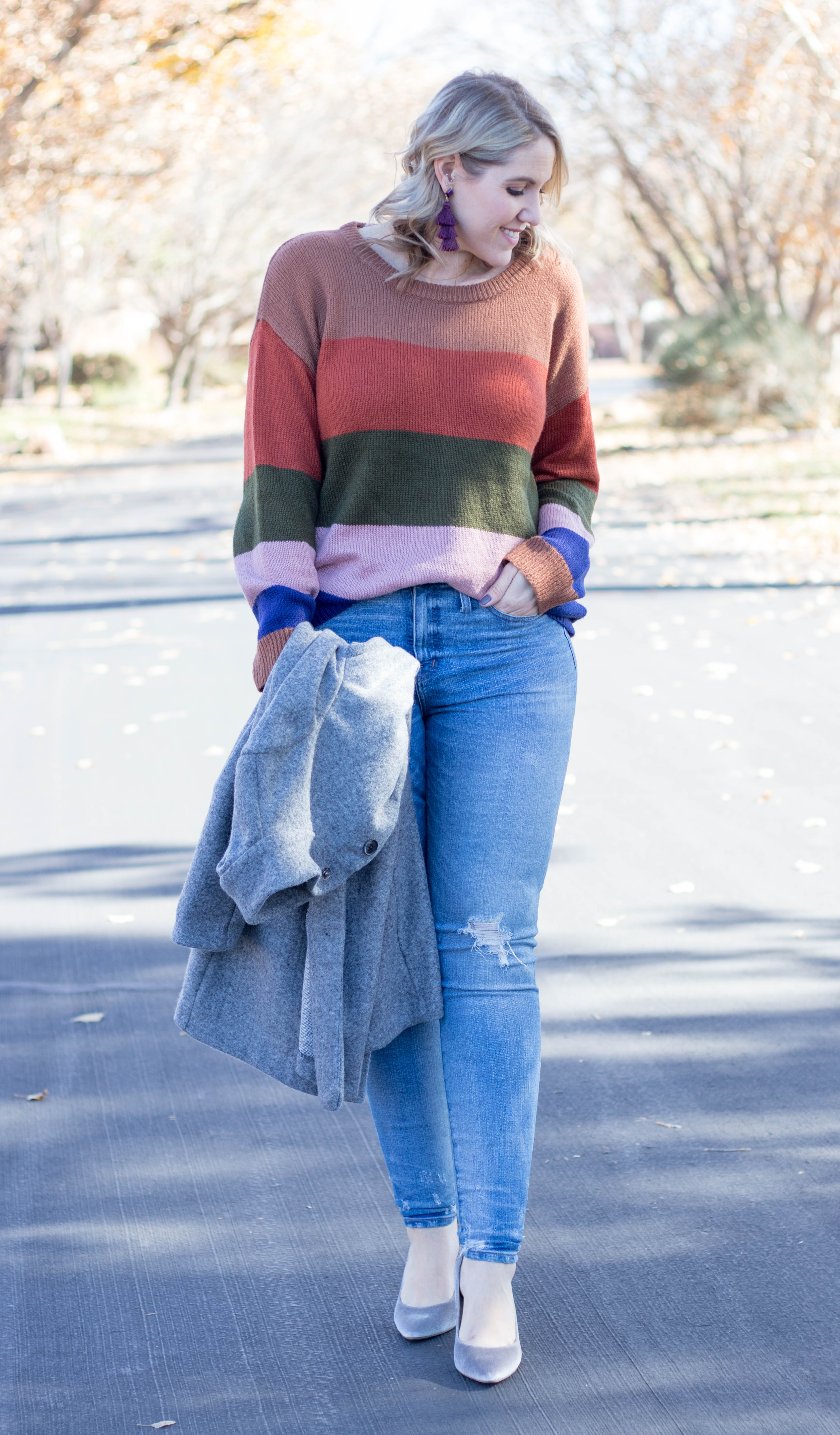 how to style a striped sweater for winter #winterfashion #tallfashion #madewell