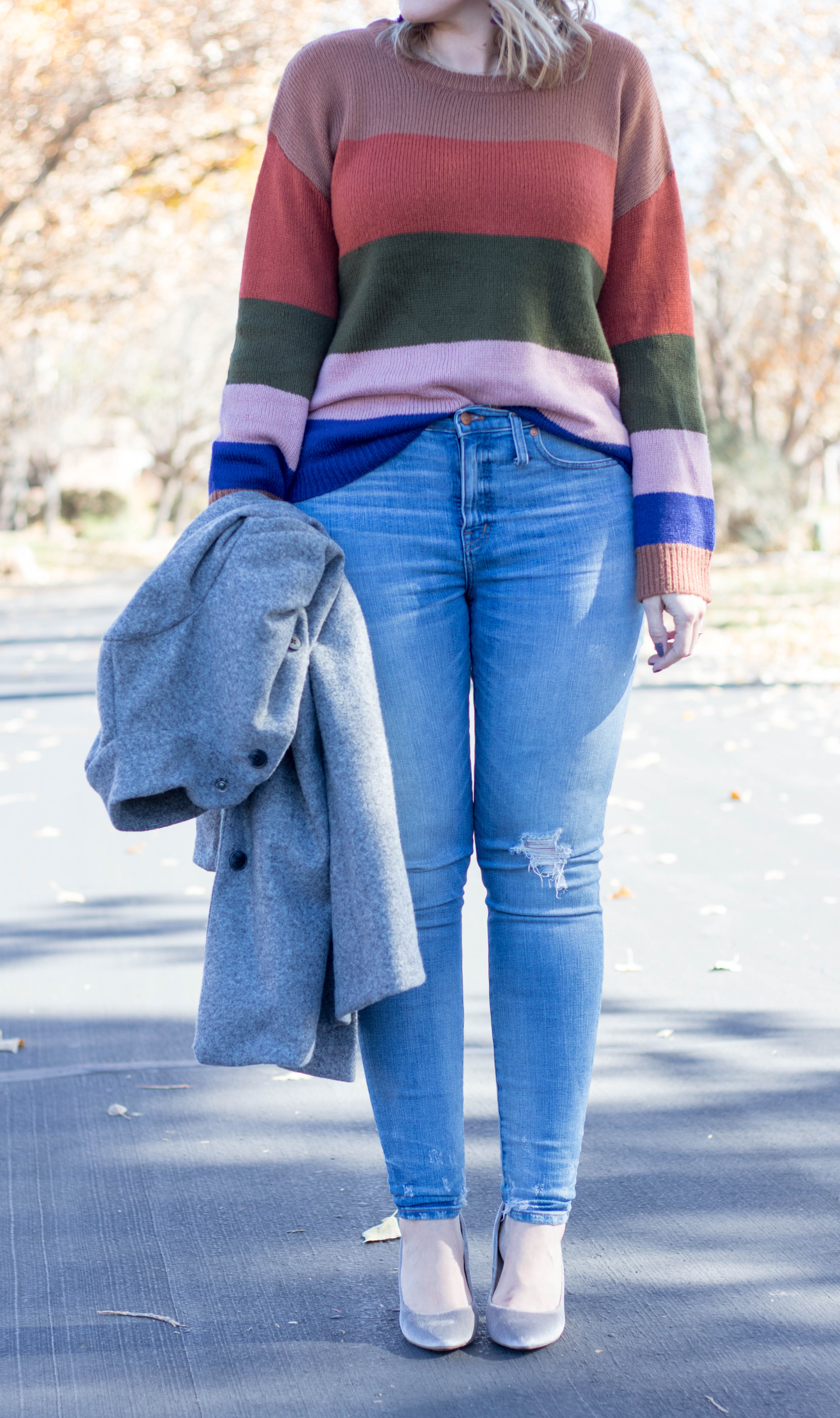 striped cozy sweater for fall #vici #falloutfit #stripedsweater