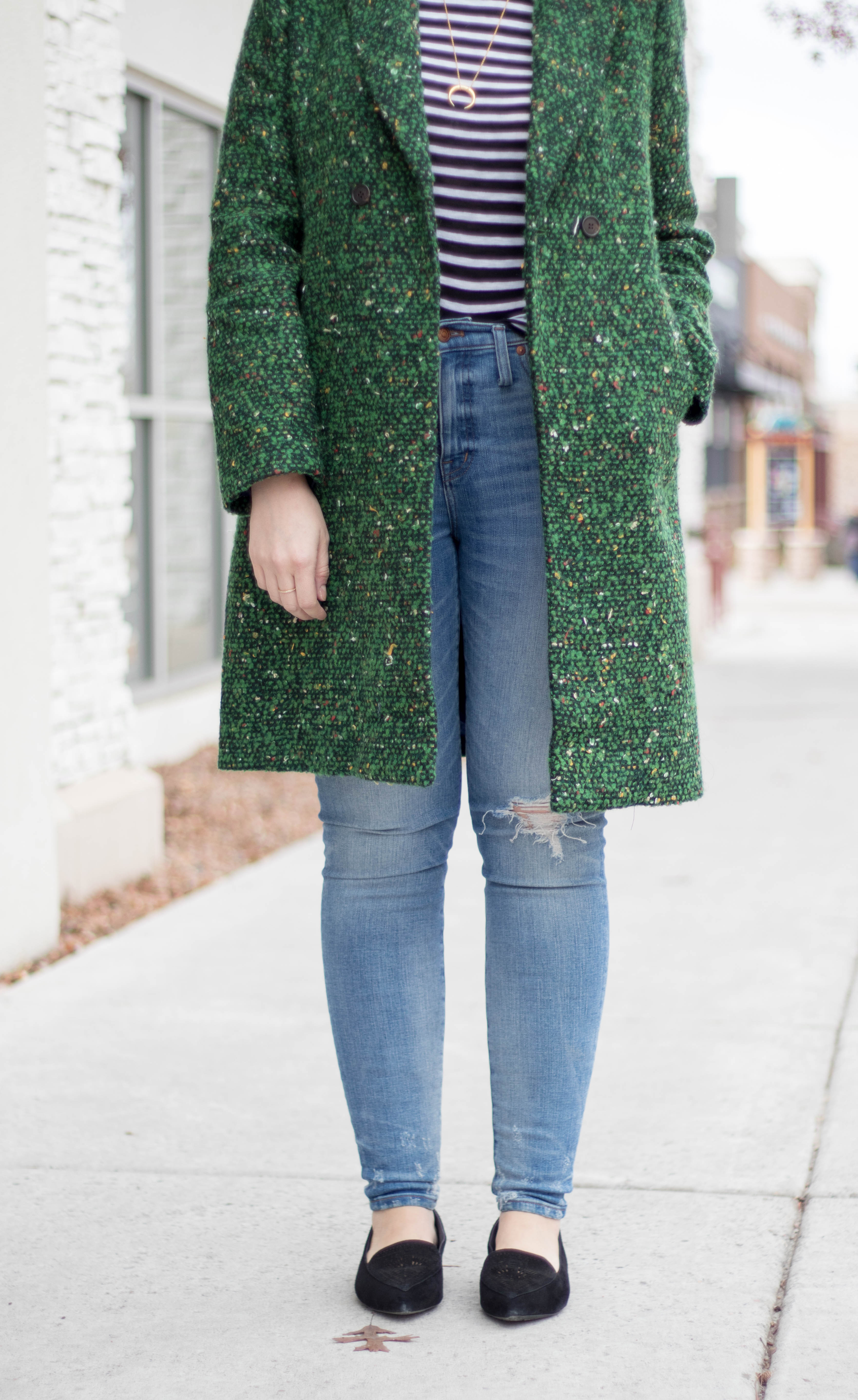 J crew green outlet tweed coat