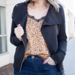 VICI leopard lace cami outfit #leopardprint #motojacket #theweeklystyleedit