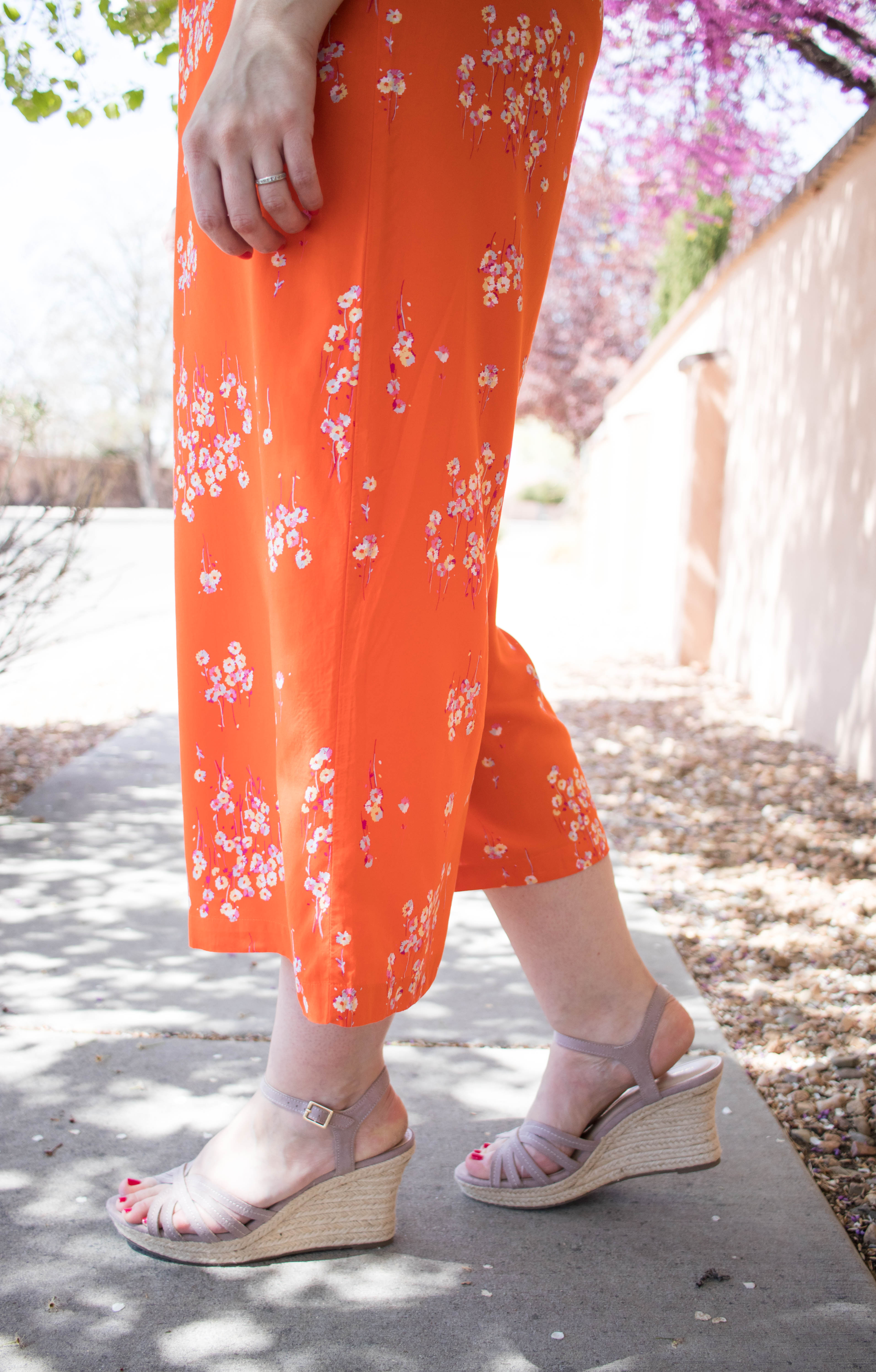 neutral wedges crop jumpsuit outfit #wedges #shoes #sandals #springshoes