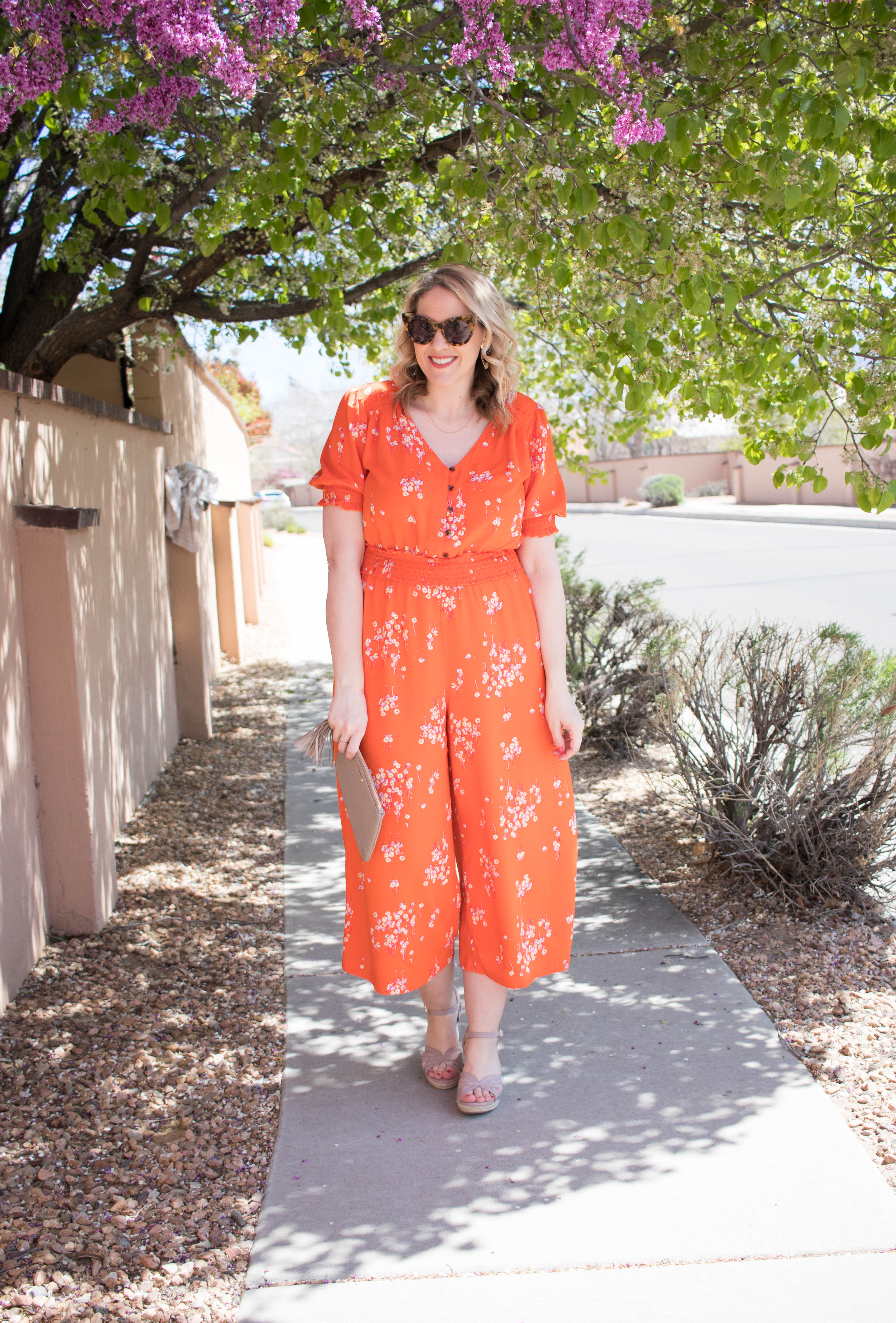 orange floral jumpsuit jcpenney #allatjcp #springfashion #tallfashion