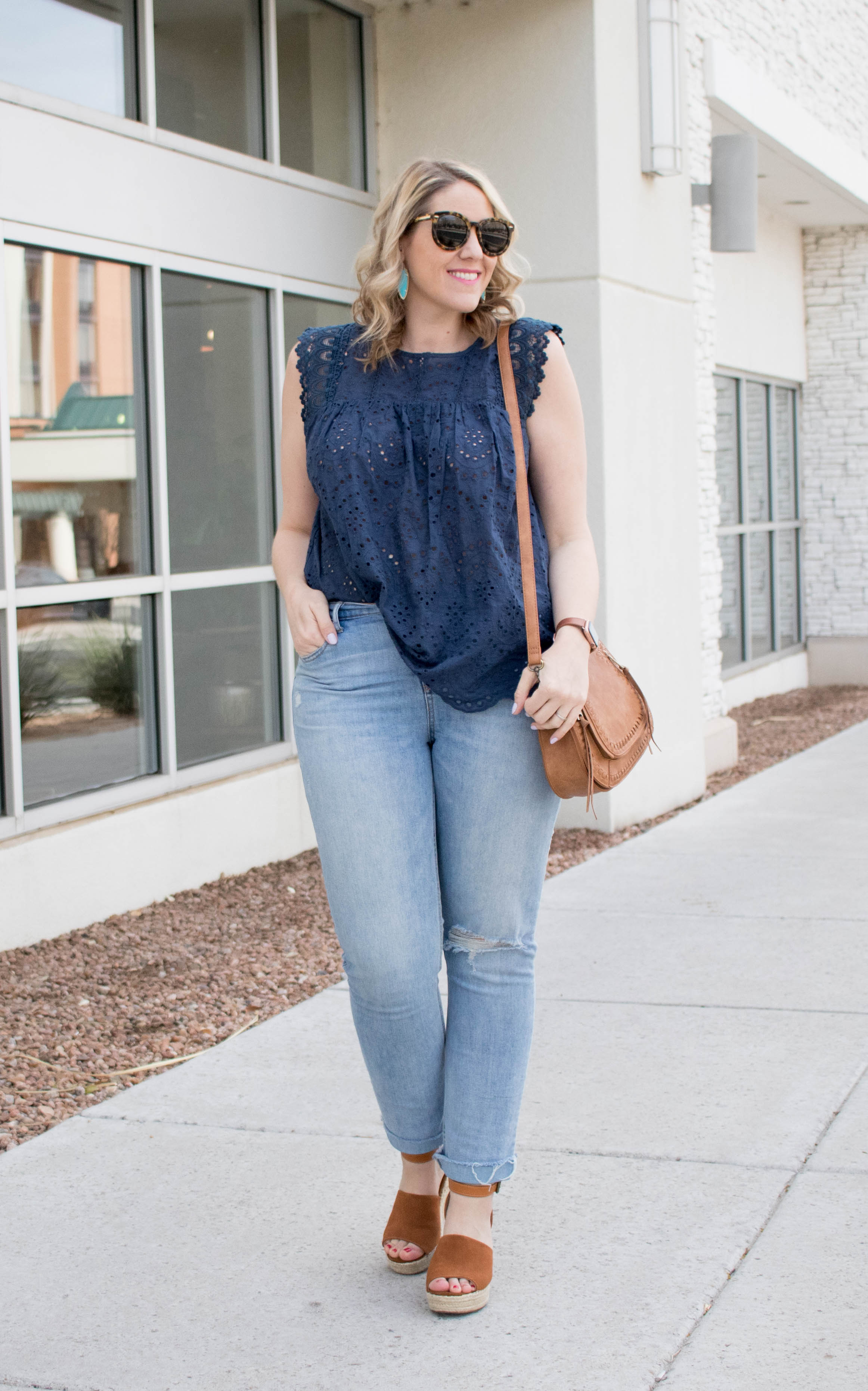 Navy Eyelet Blouse The Weekly Style Edit Middle of Somewhere