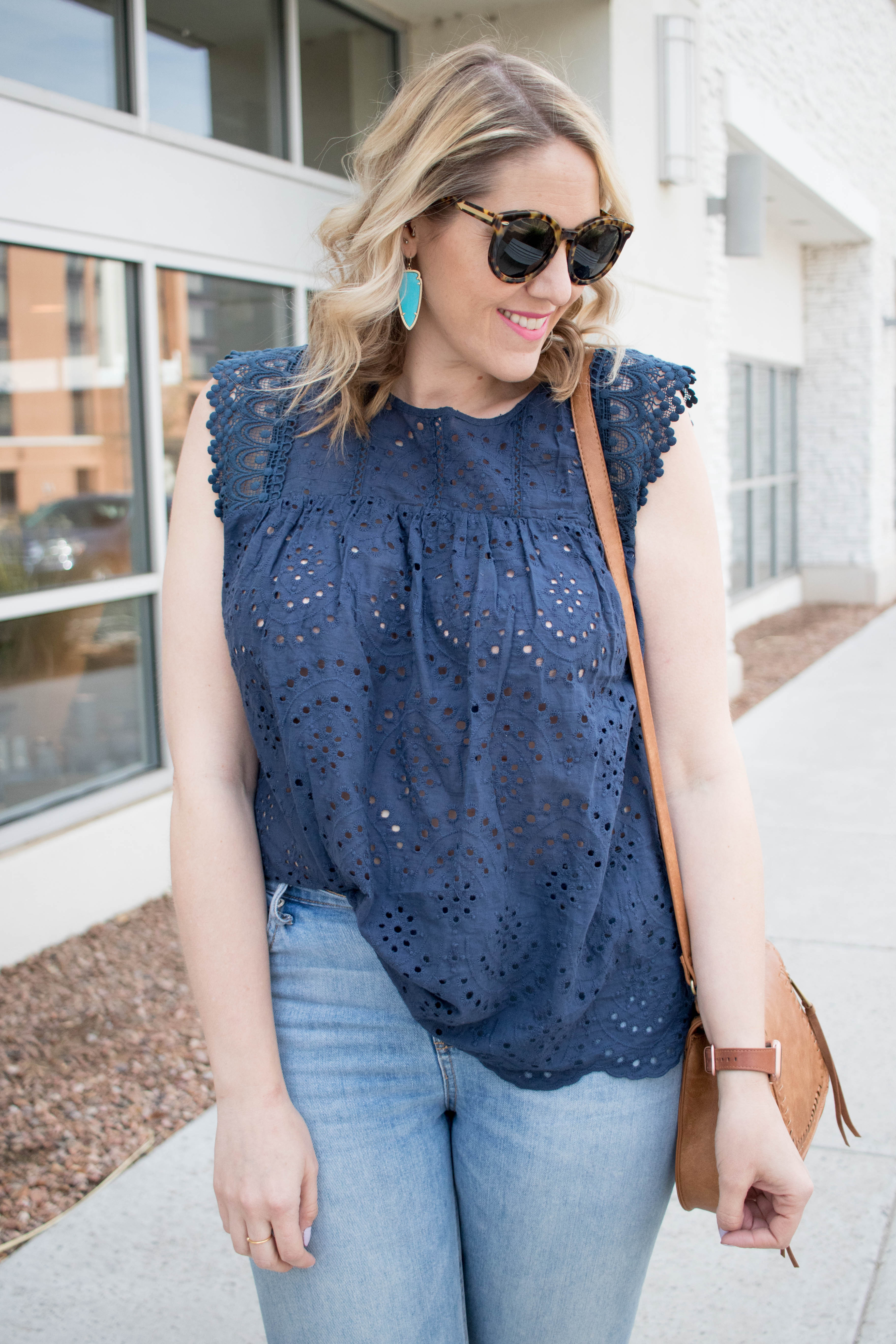 Navy Eyelet Blouse: The Weekly Style Edit - Middle of Somewhere