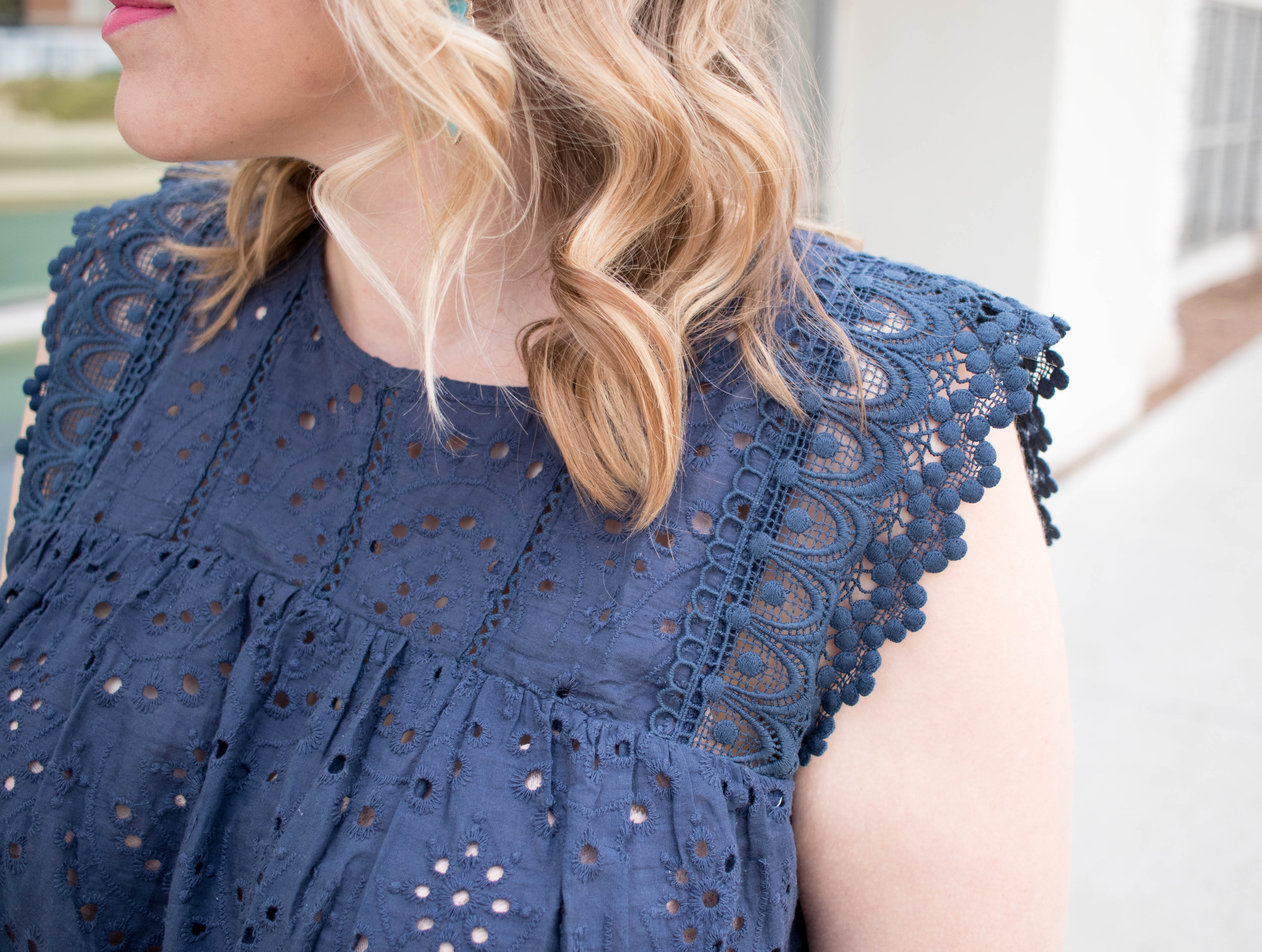 vici navy eyelet blouse #vici #eyelettop #springstyle