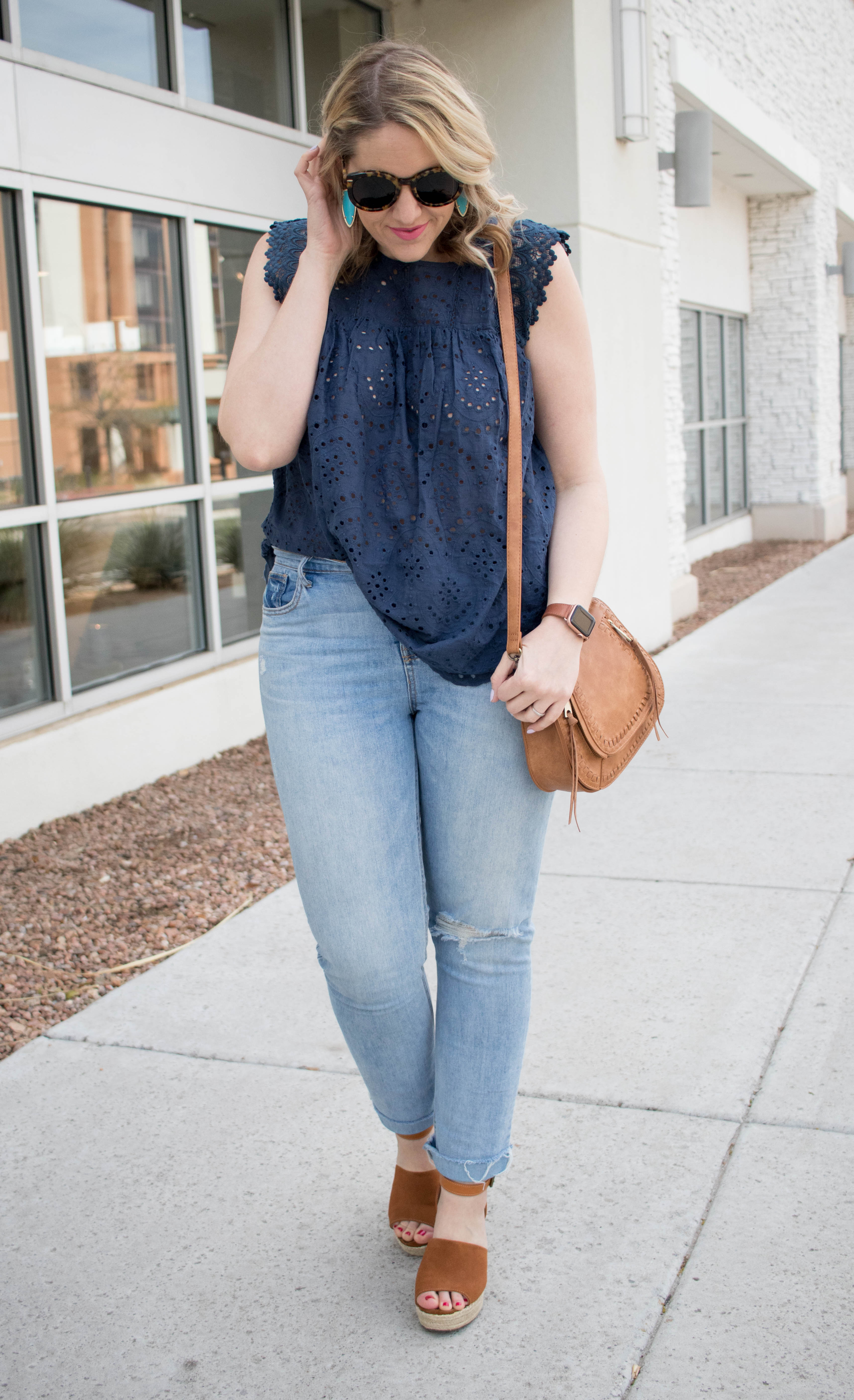 Navy Eyelet Blouse: The Weekly Style Edit - Middle of Somewhere