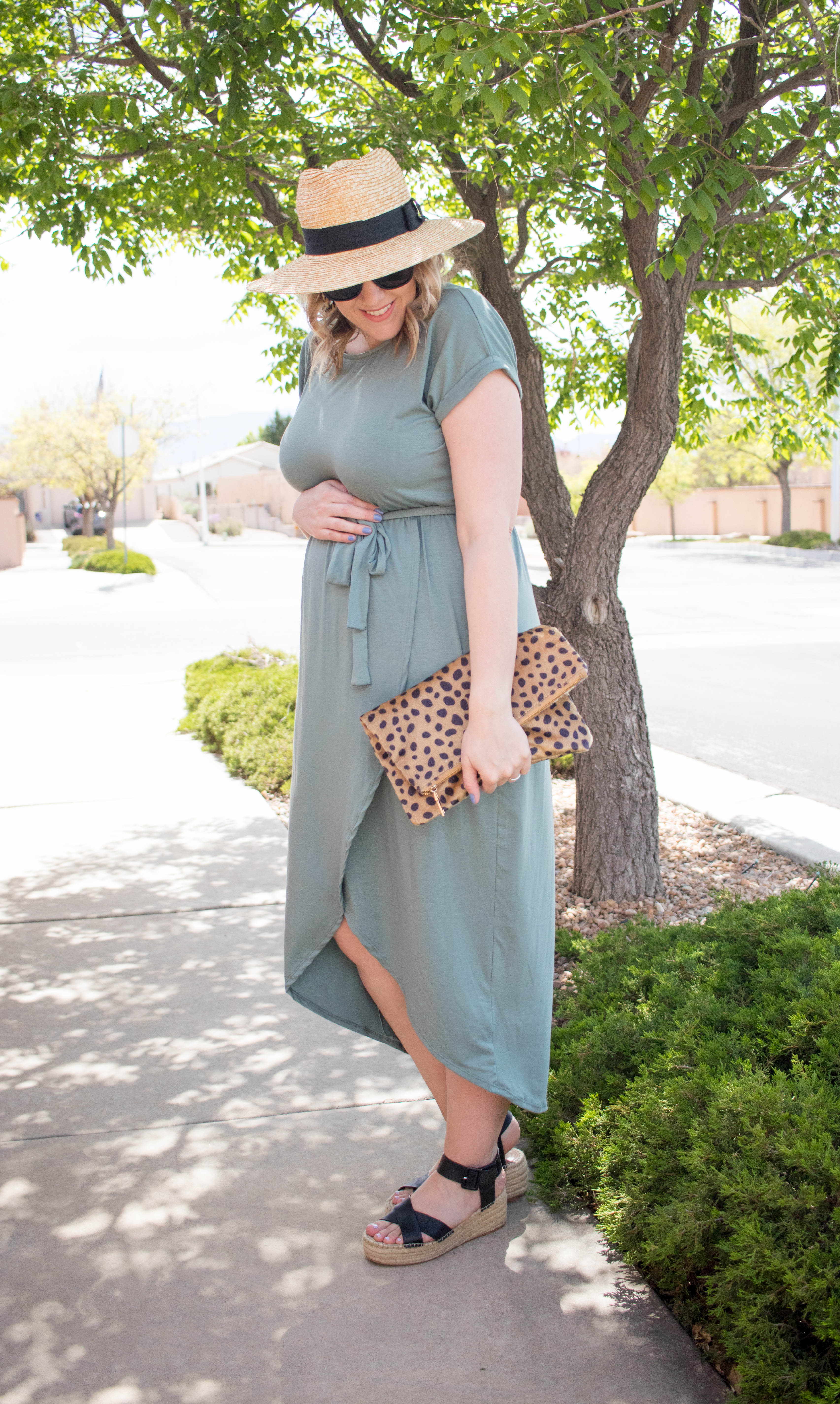 maternity fashion wrap dress outfit #mysolesociety #vicidolls #bumpstyle