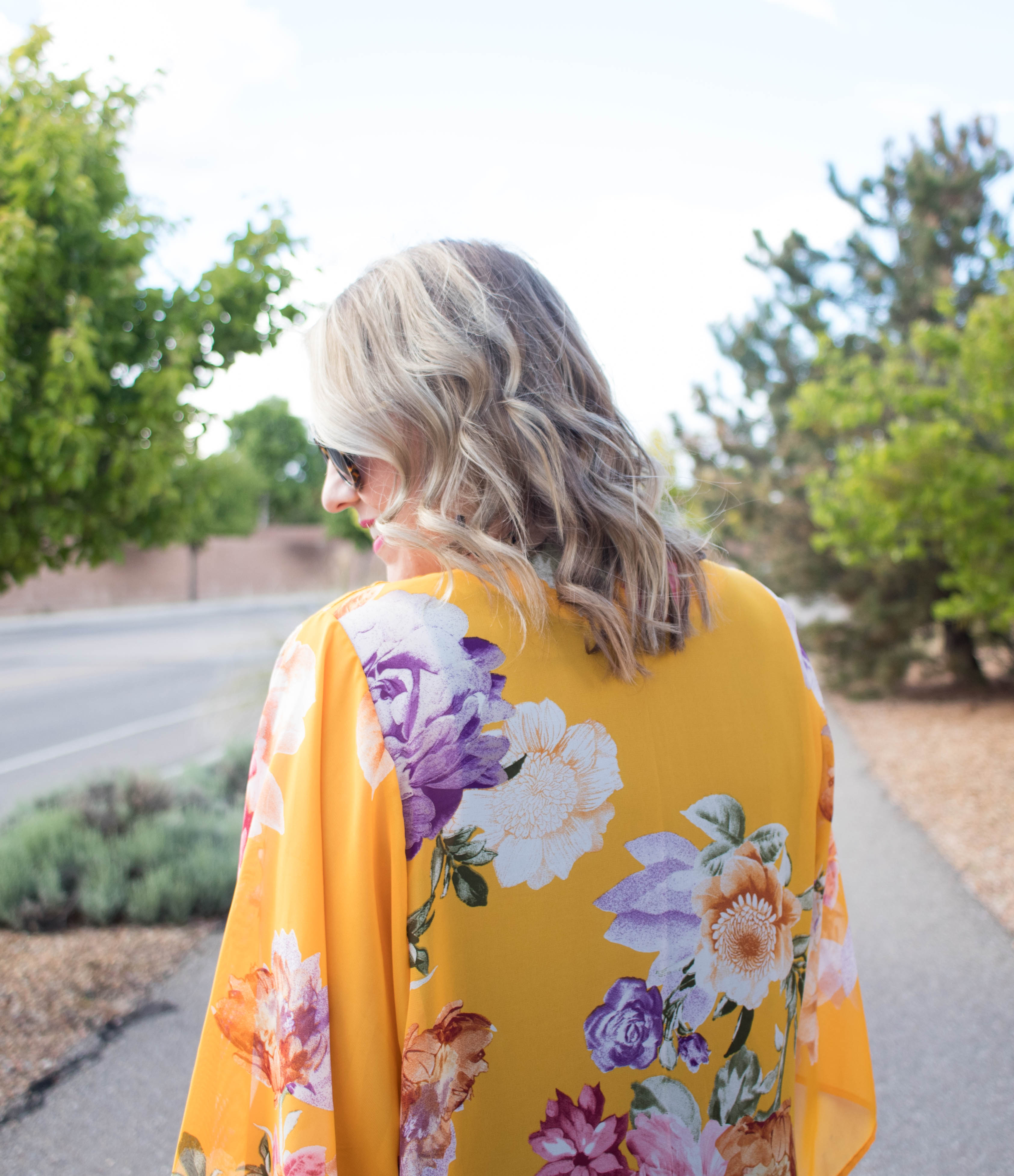 pink blush floral kimono outfit #pinkblush #kimono #springfashion