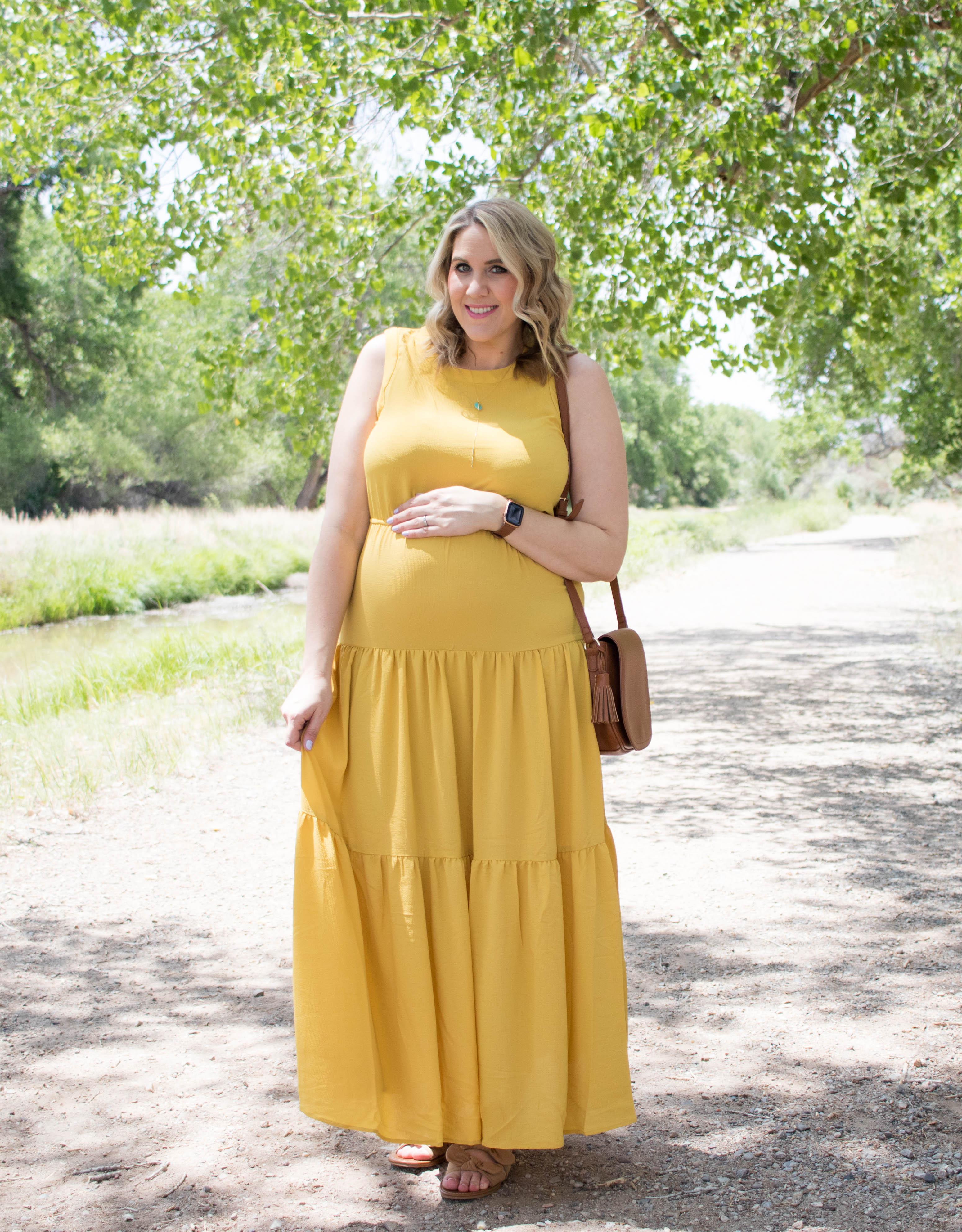 yellow boho maxi dress pregnancy style #maternityfashion #summerstyle #bumpstyle