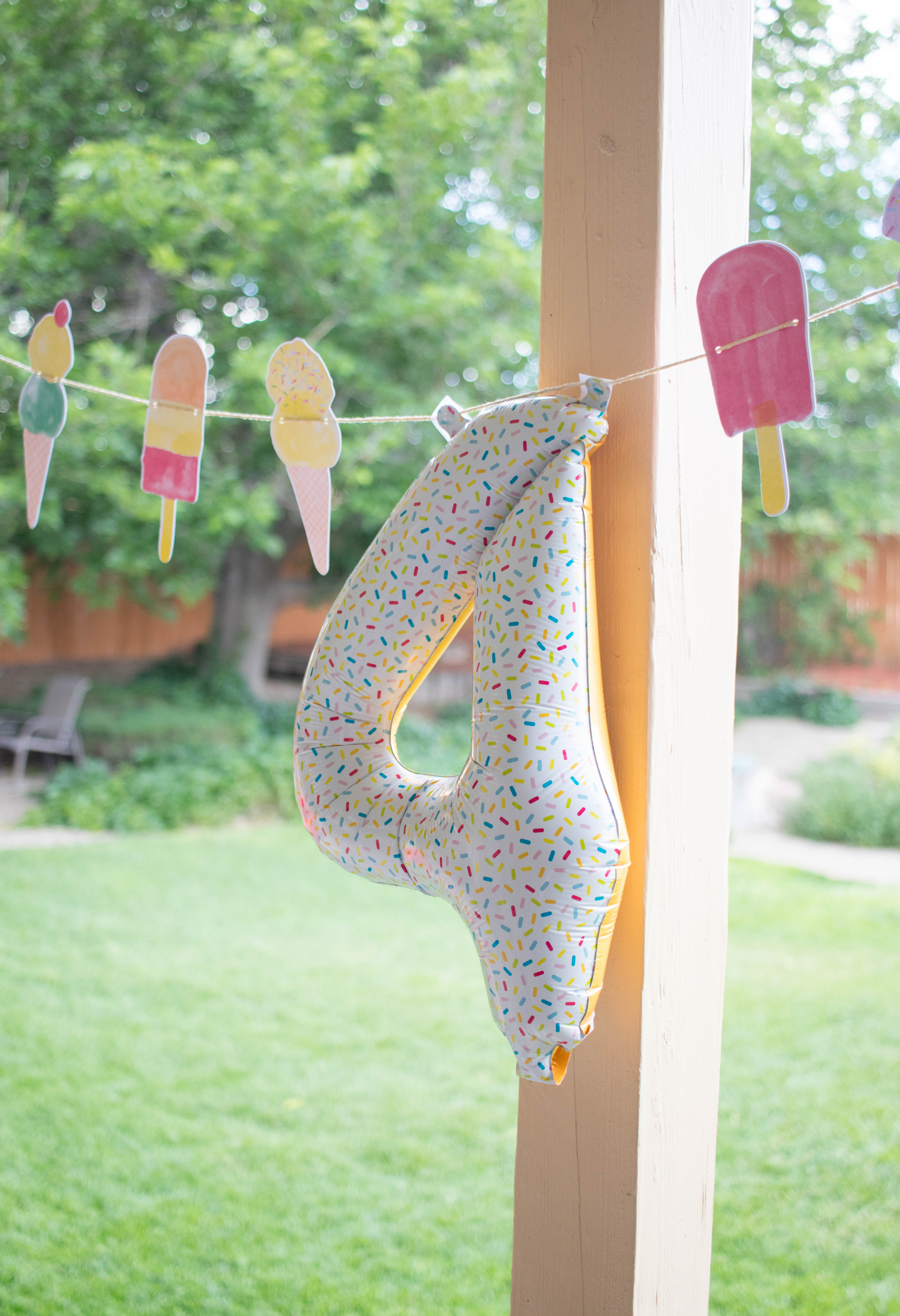 sprinkle number balloon birthday party #icecreamparty #sprinkles #balloons