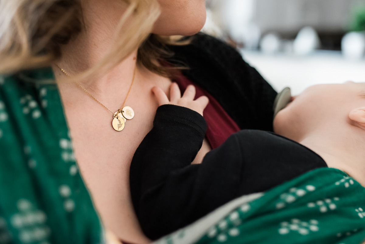 made by Mary birth flower necklace baby wearing #babywearing #mymademymary #details