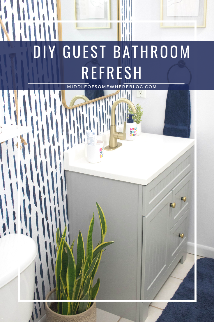 diy guest bathroom refresh #ad #rustoleum #studiocolorwallpaint