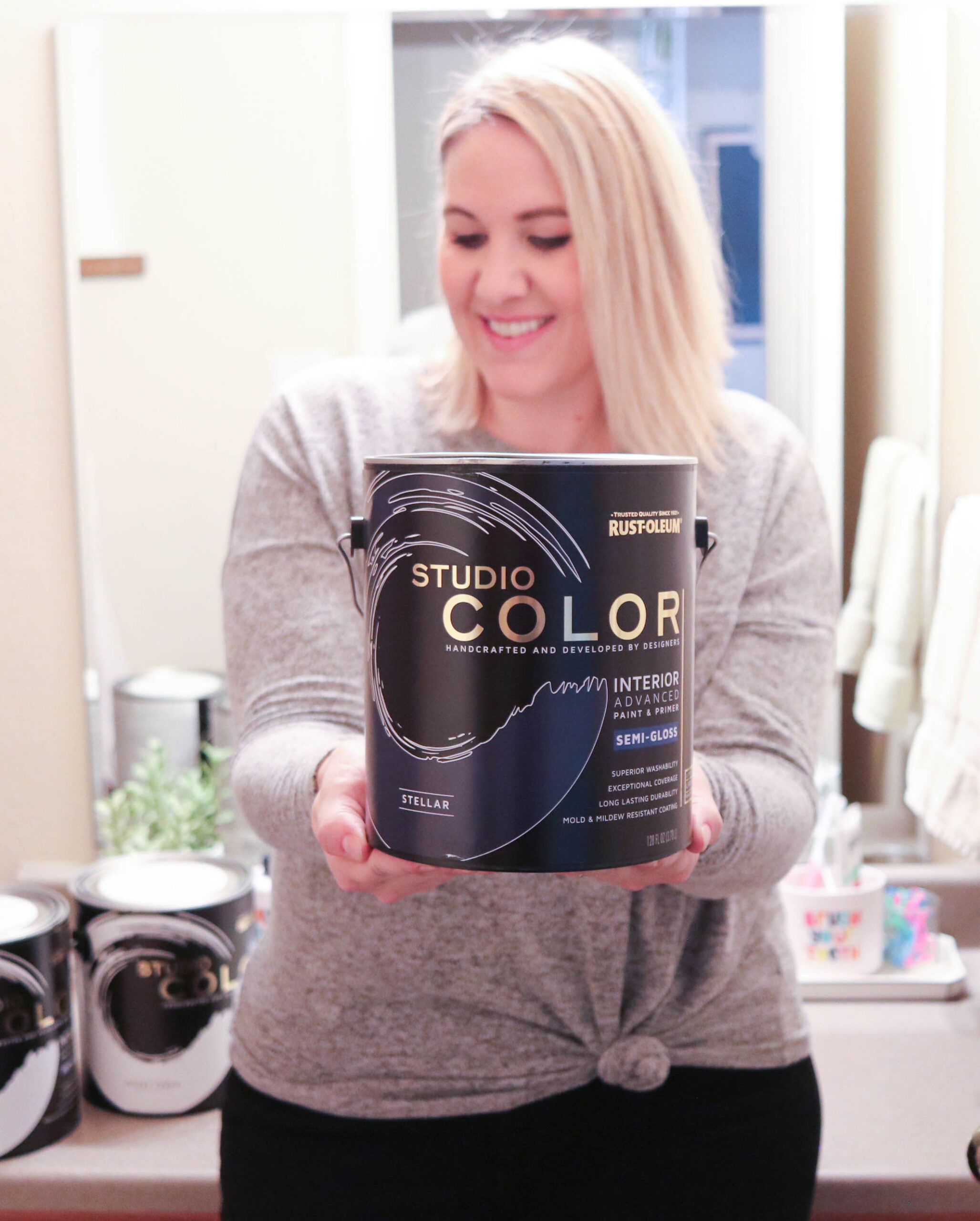 diy guest bathroom refresh rustoleum studio color wall paint