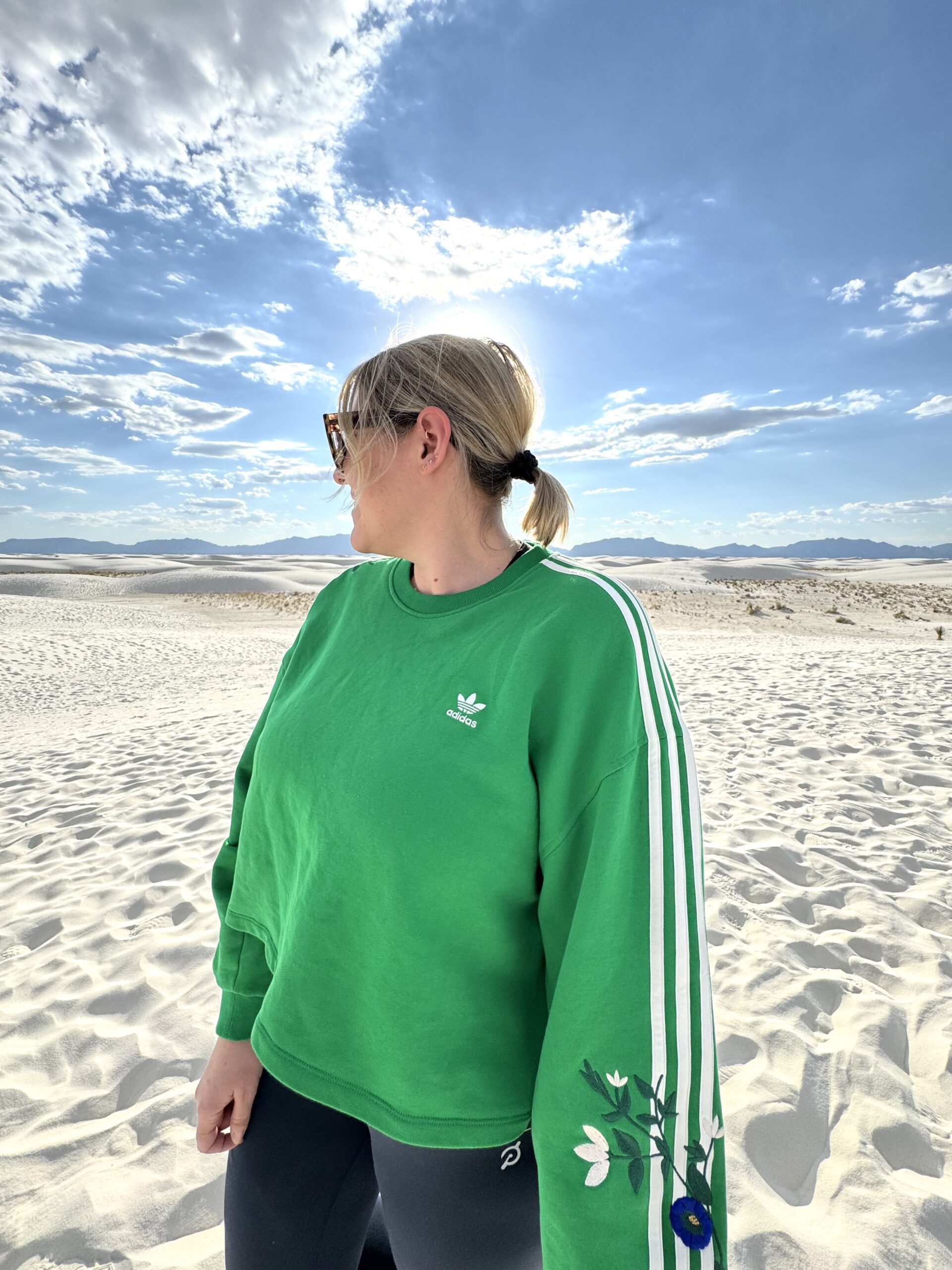 adidas floral embroidered cropped sweatshirt at White Sands #adidas #whitesands #traveloutfit